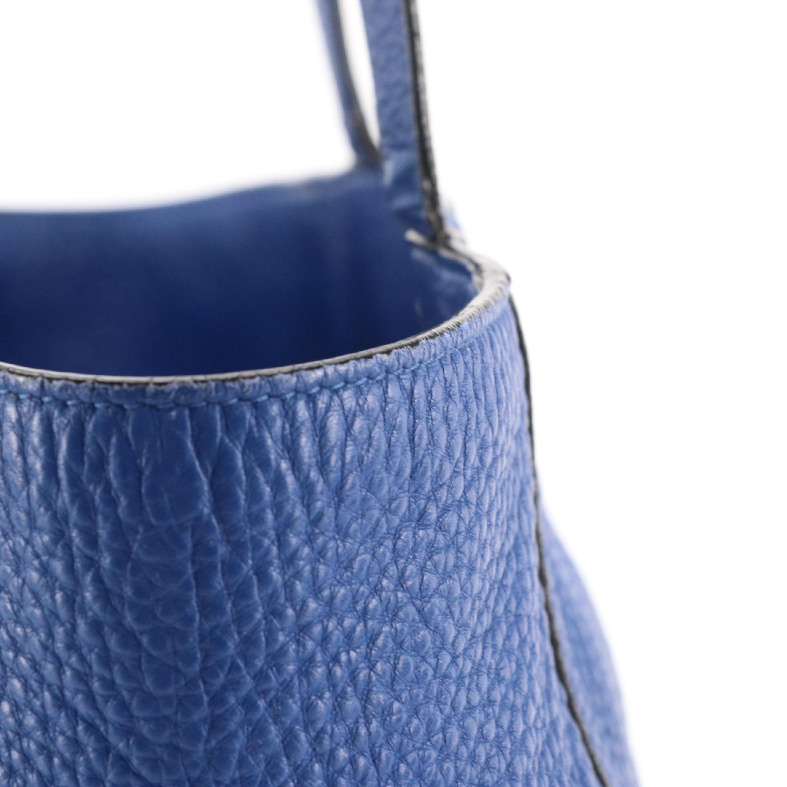 Prada Royal Blue Vitello Daino Leather Shoulder Tote