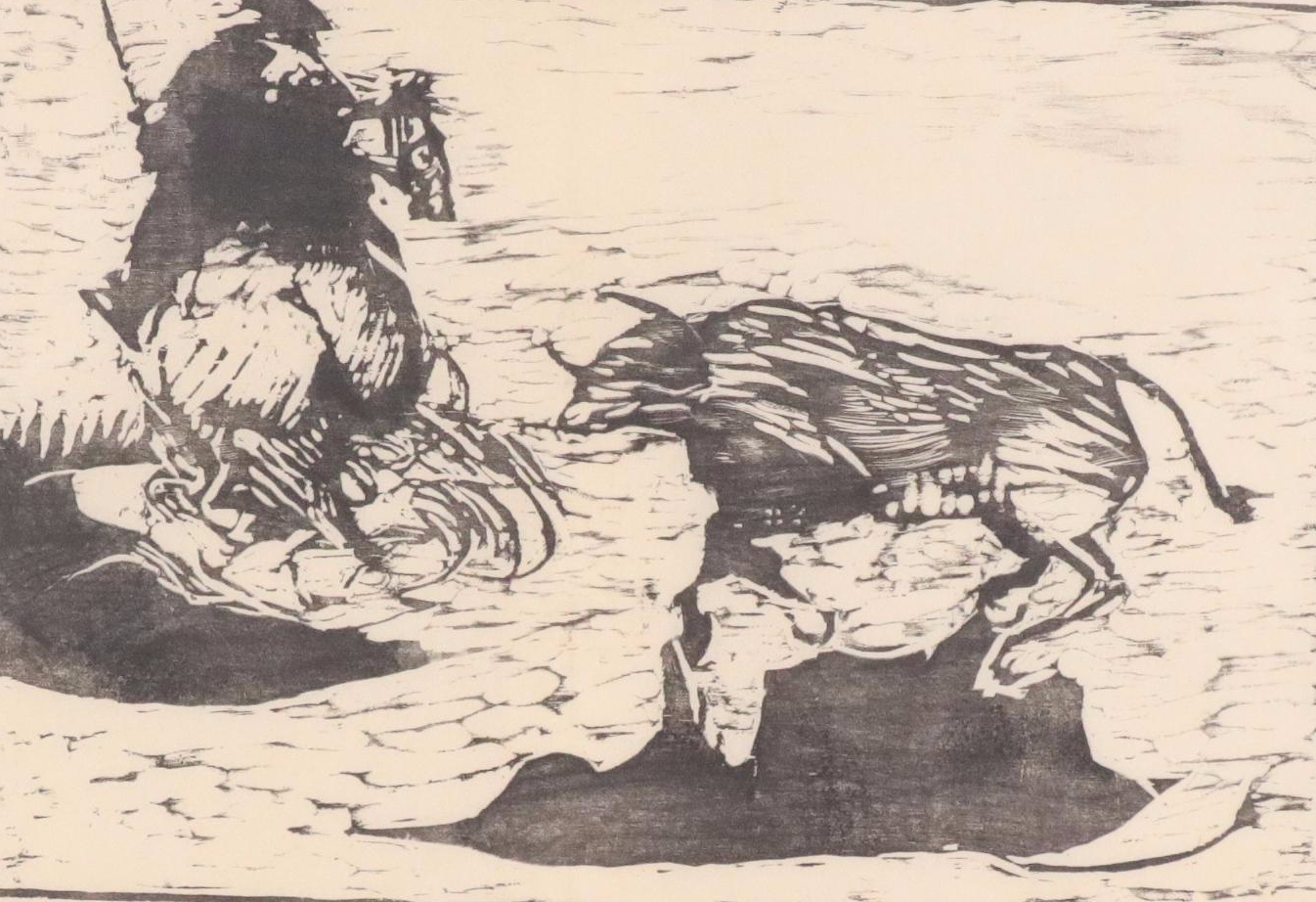 Bill Firschein Woodcut "Shadows & Bull"