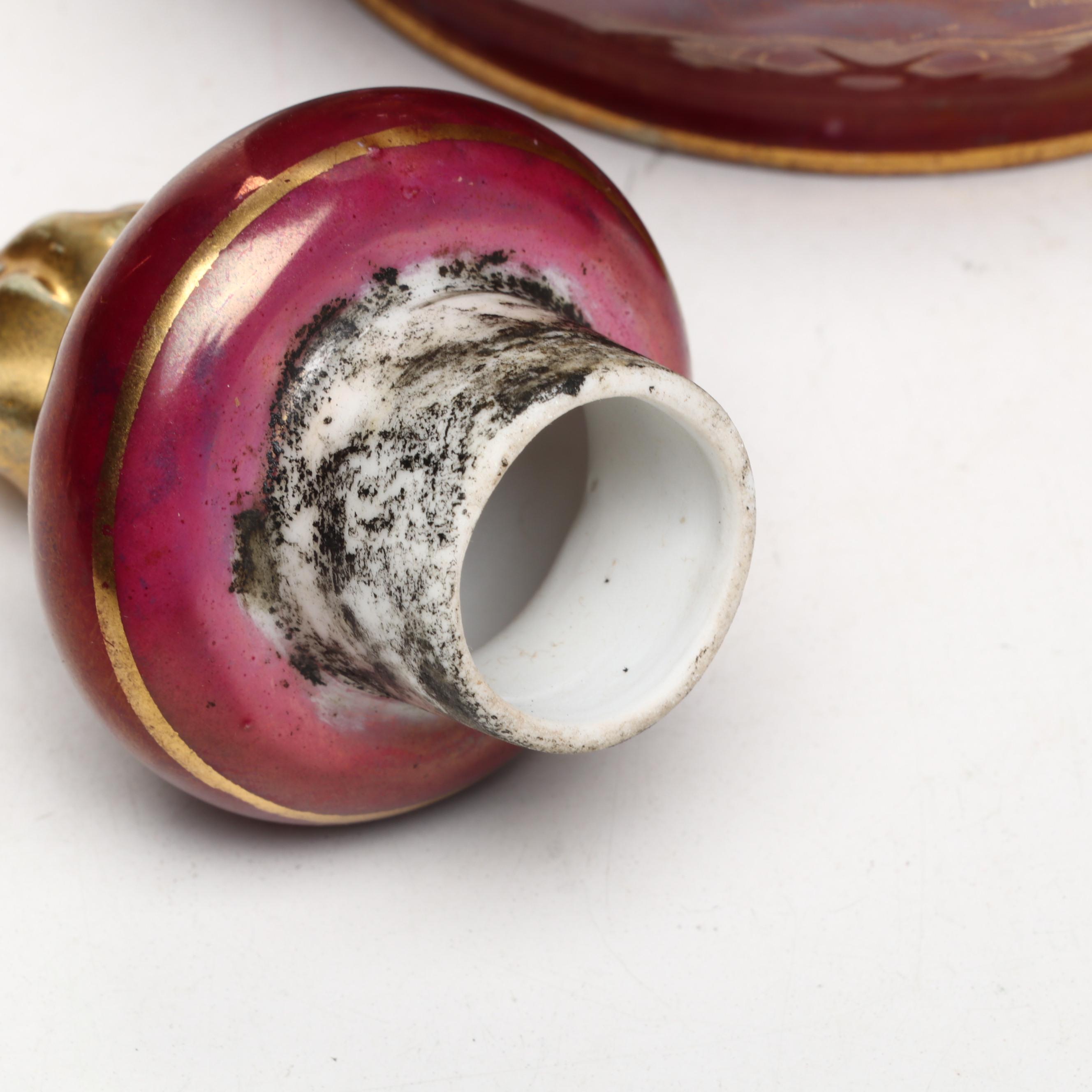 Royal Saxe E.S. Germany Gilt Porcelain Female Portrait Decanter