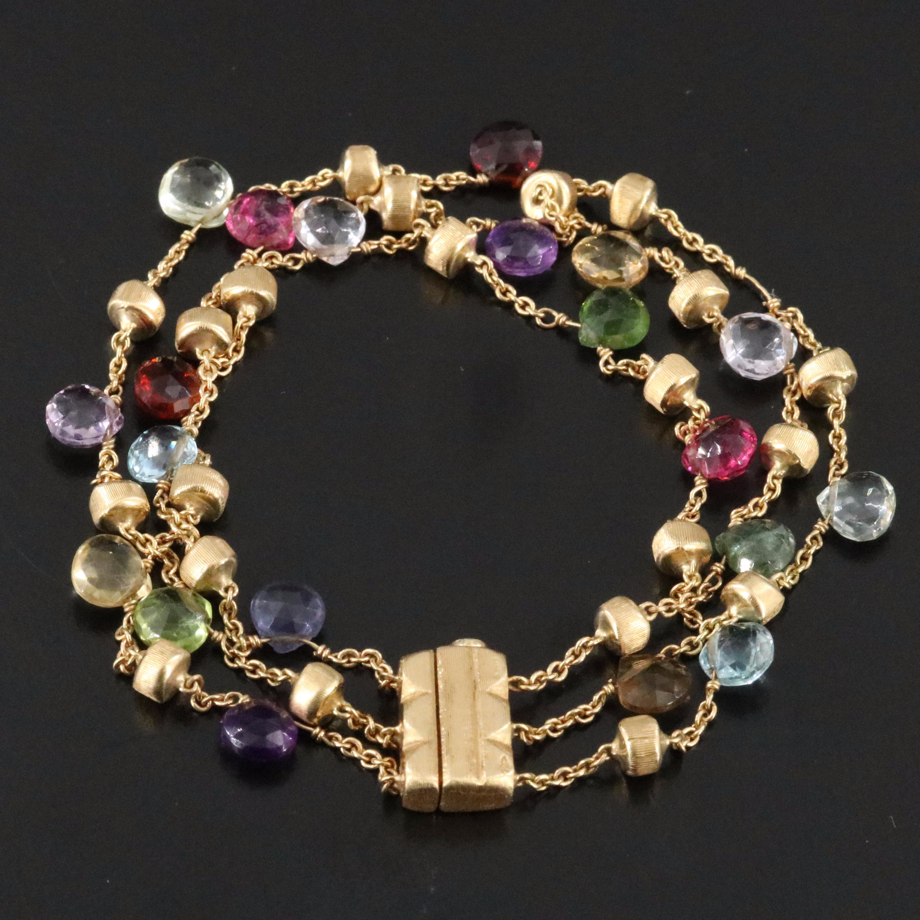 Marco Bicego Paradise 18K Gemstone Triple Row Bracelet