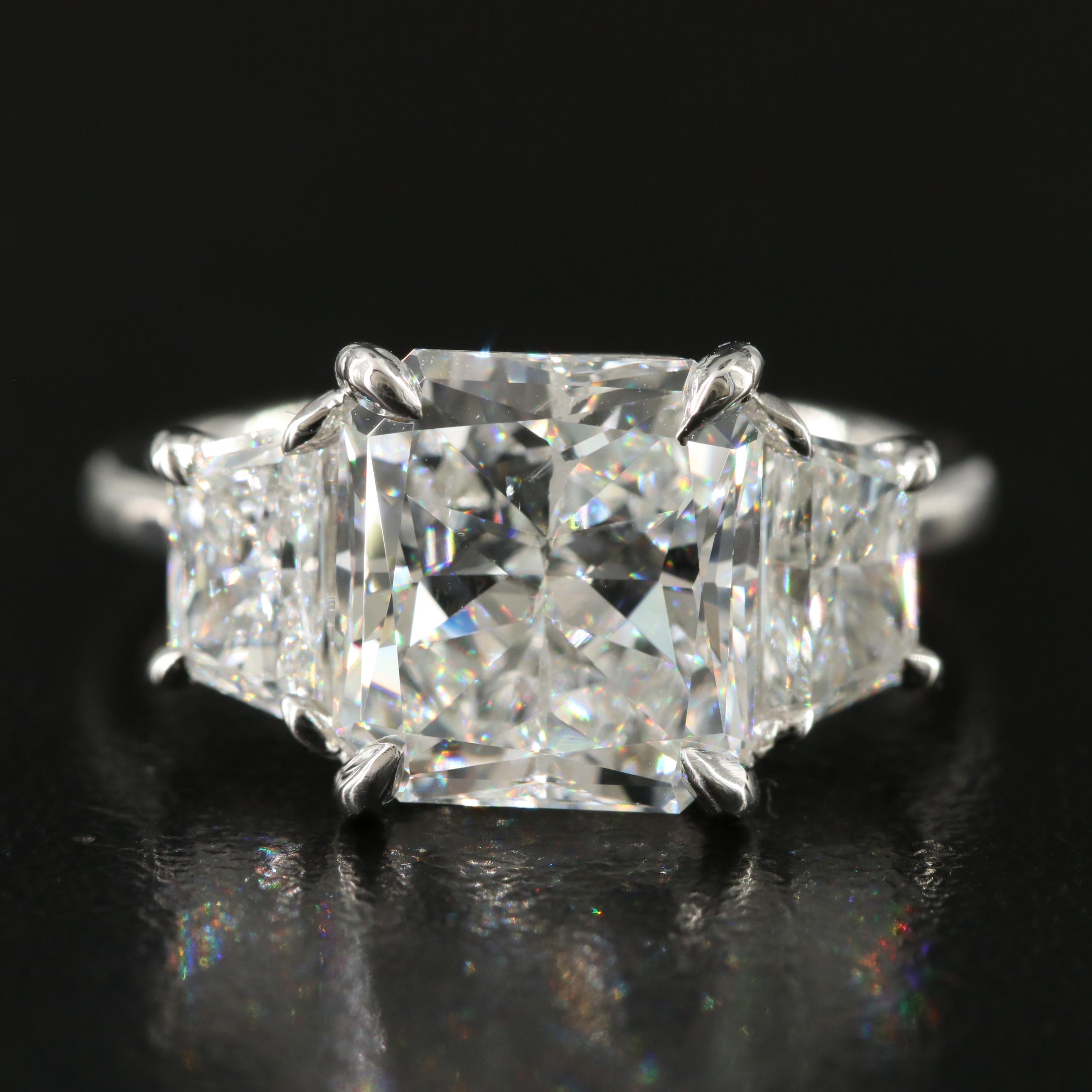 Platinum 5.04 CTW Diamond Ring with GIA Report