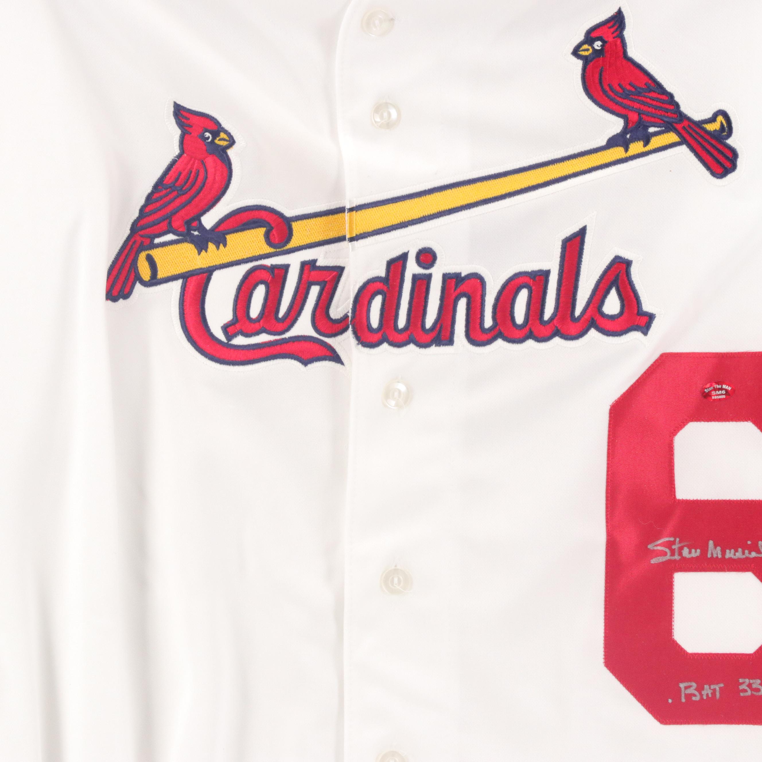 Stan Musial Signed St. Louis Cardinals Majestic Baseball Jersey with Display
