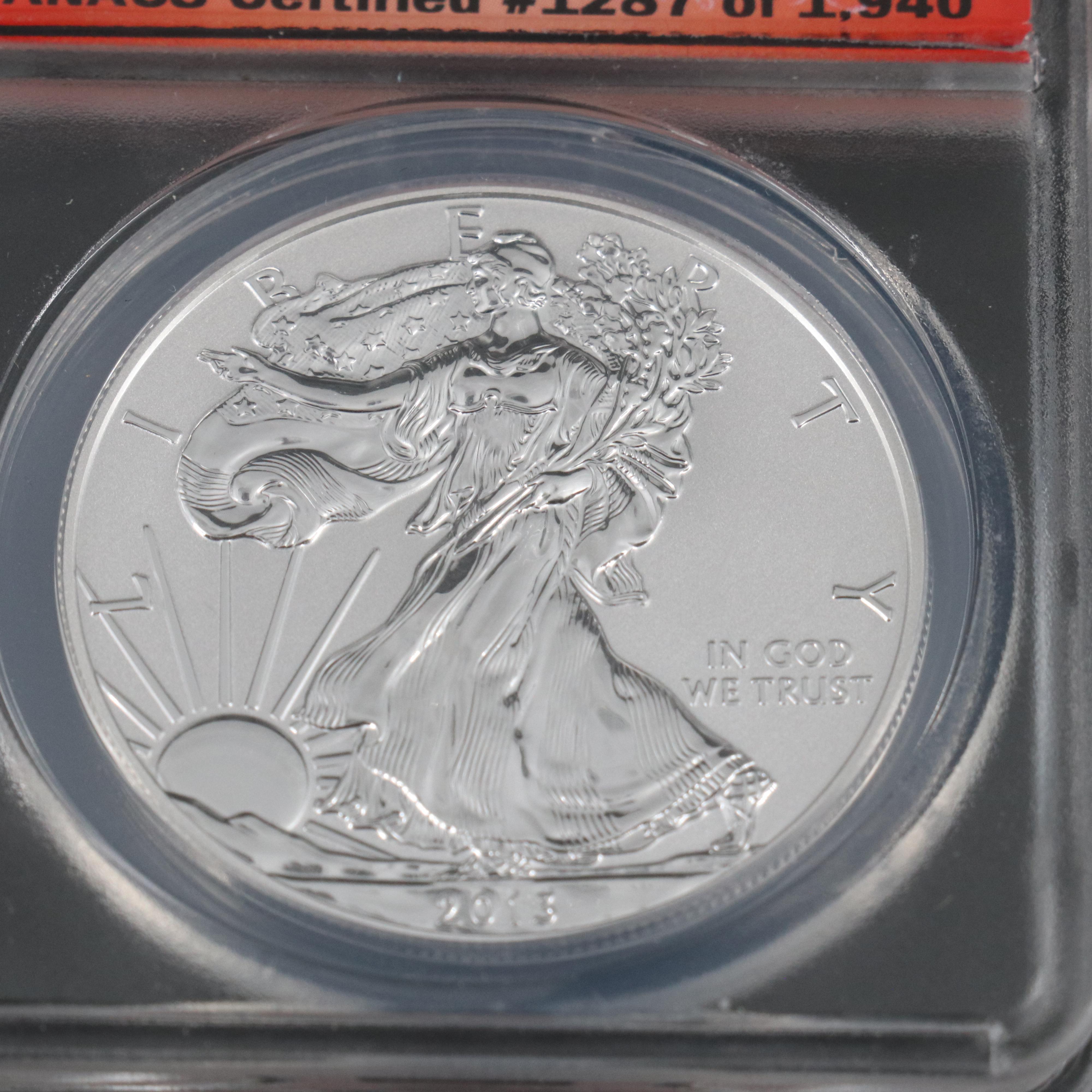 ANACS PR 70 and enhanced set of 2013-W American Eagle Silver Coins