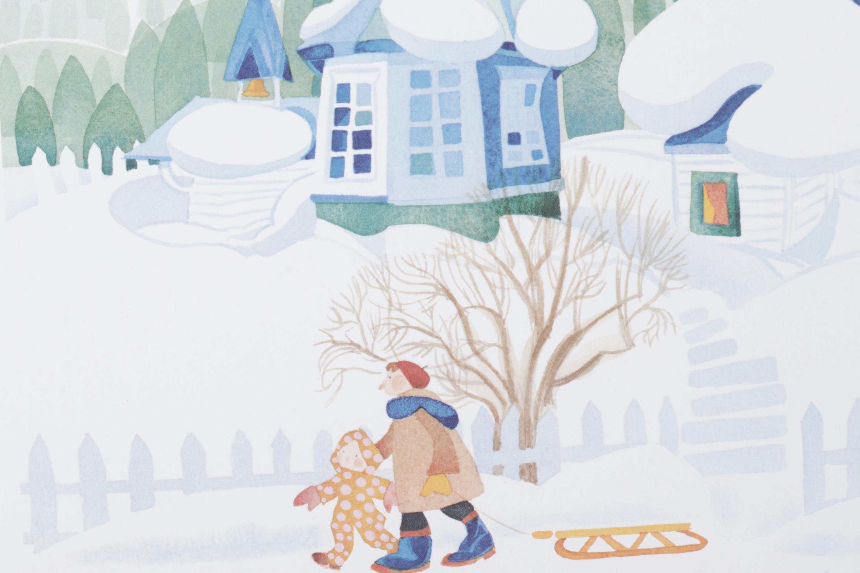 Rie Muñoz Offset Lithograph "Church is Out" and "Winter", Late 20th C.