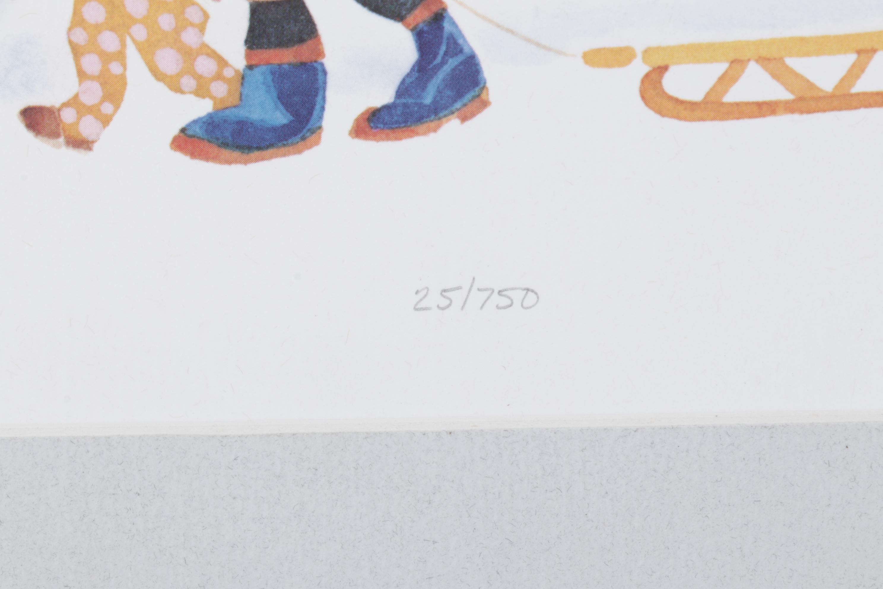 Rie Muñoz Offset Lithograph "Church is Out" and "Winter", Late 20th C.