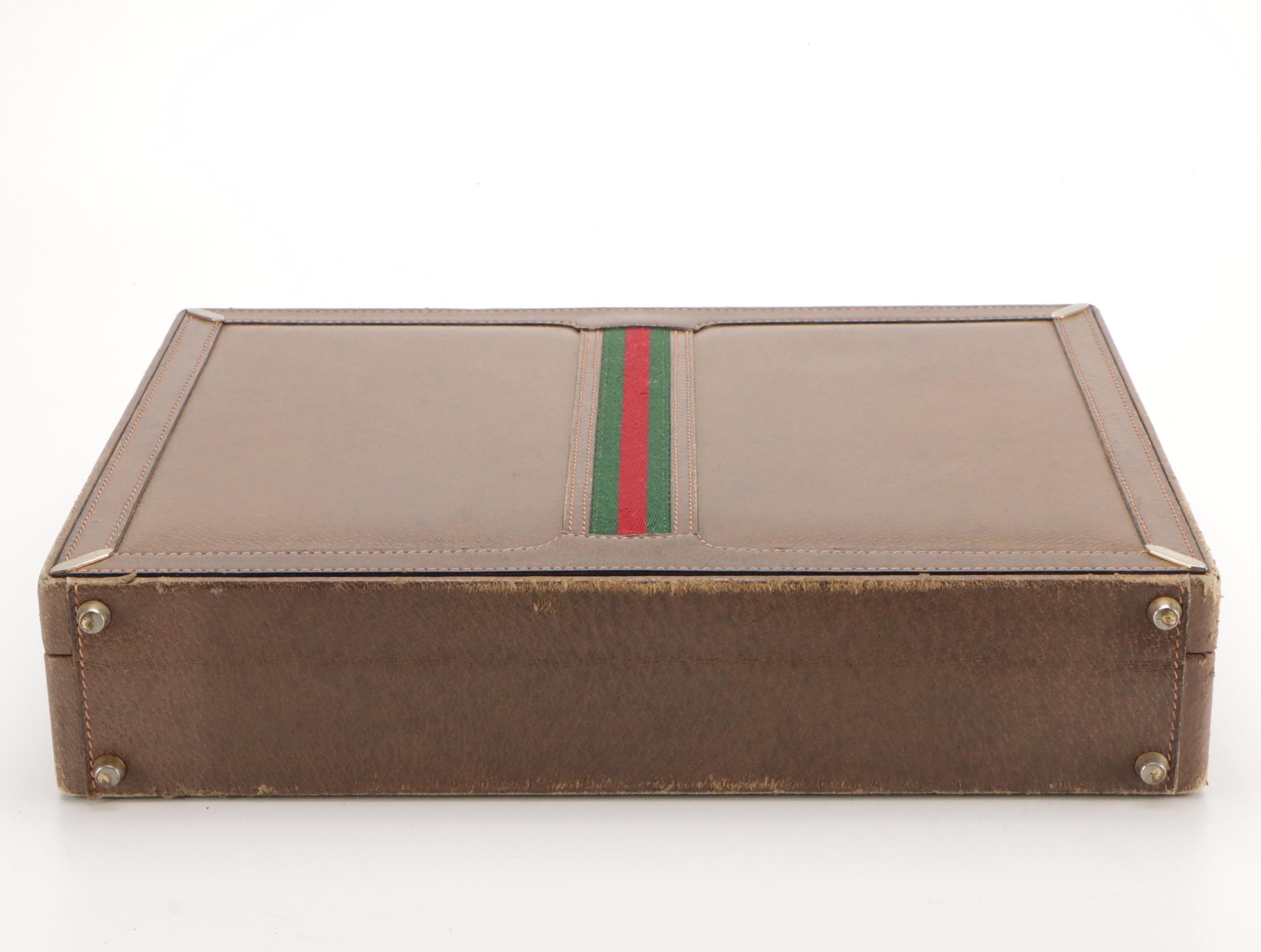 Gucci Web Stripe Attaché Briefcase in Cinghiale Leather, Circa 1970