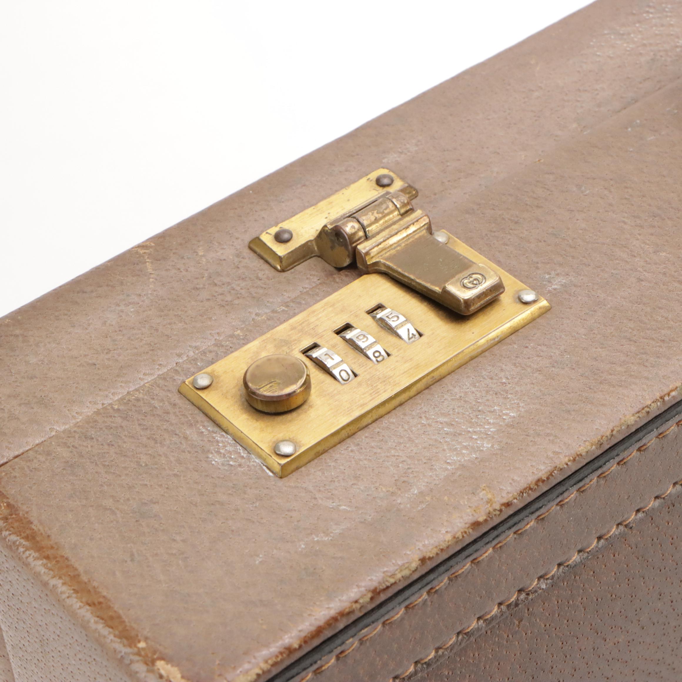 Gucci Web Stripe Attaché Briefcase in Cinghiale Leather, Circa 1970