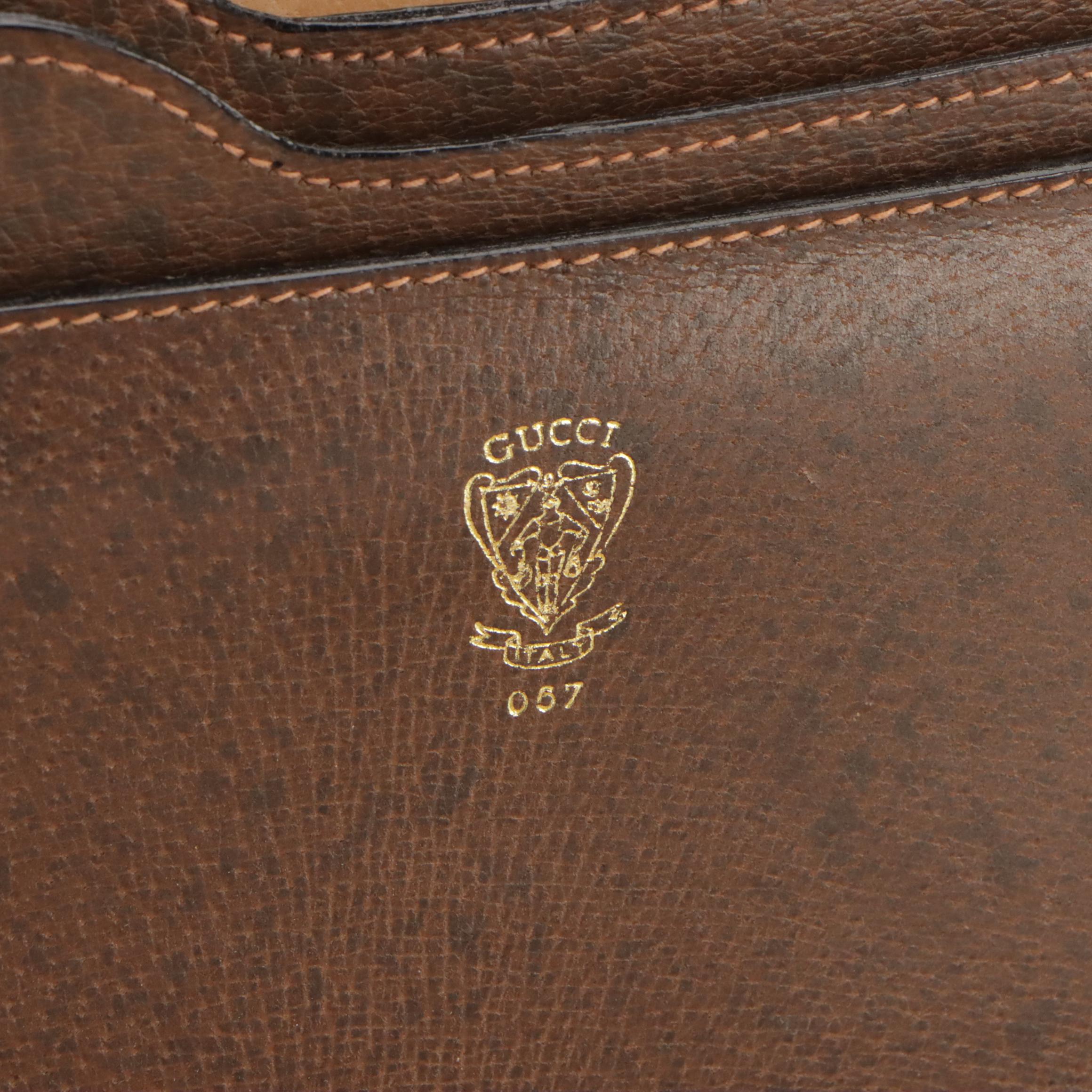 Gucci Web Stripe Attaché Briefcase in Cinghiale Leather, Circa 1970