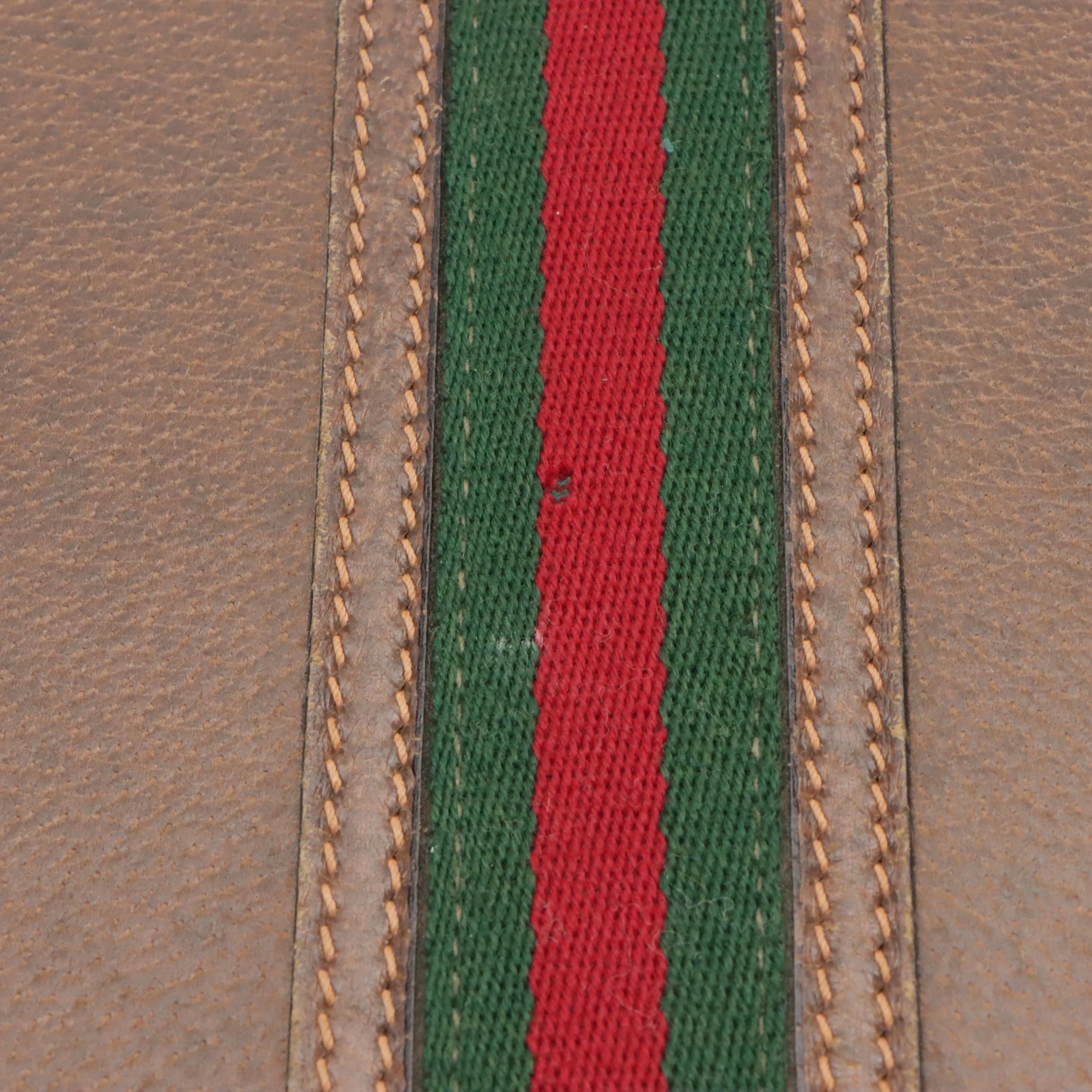 Gucci Web Stripe Attaché Briefcase in Cinghiale Leather, Circa 1970