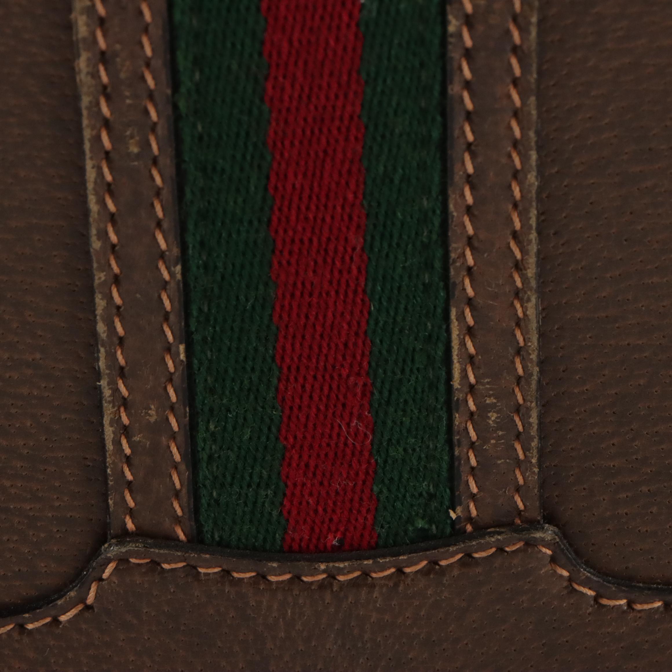 Gucci Web Stripe Attaché Briefcase in Cinghiale Leather, Circa 1970