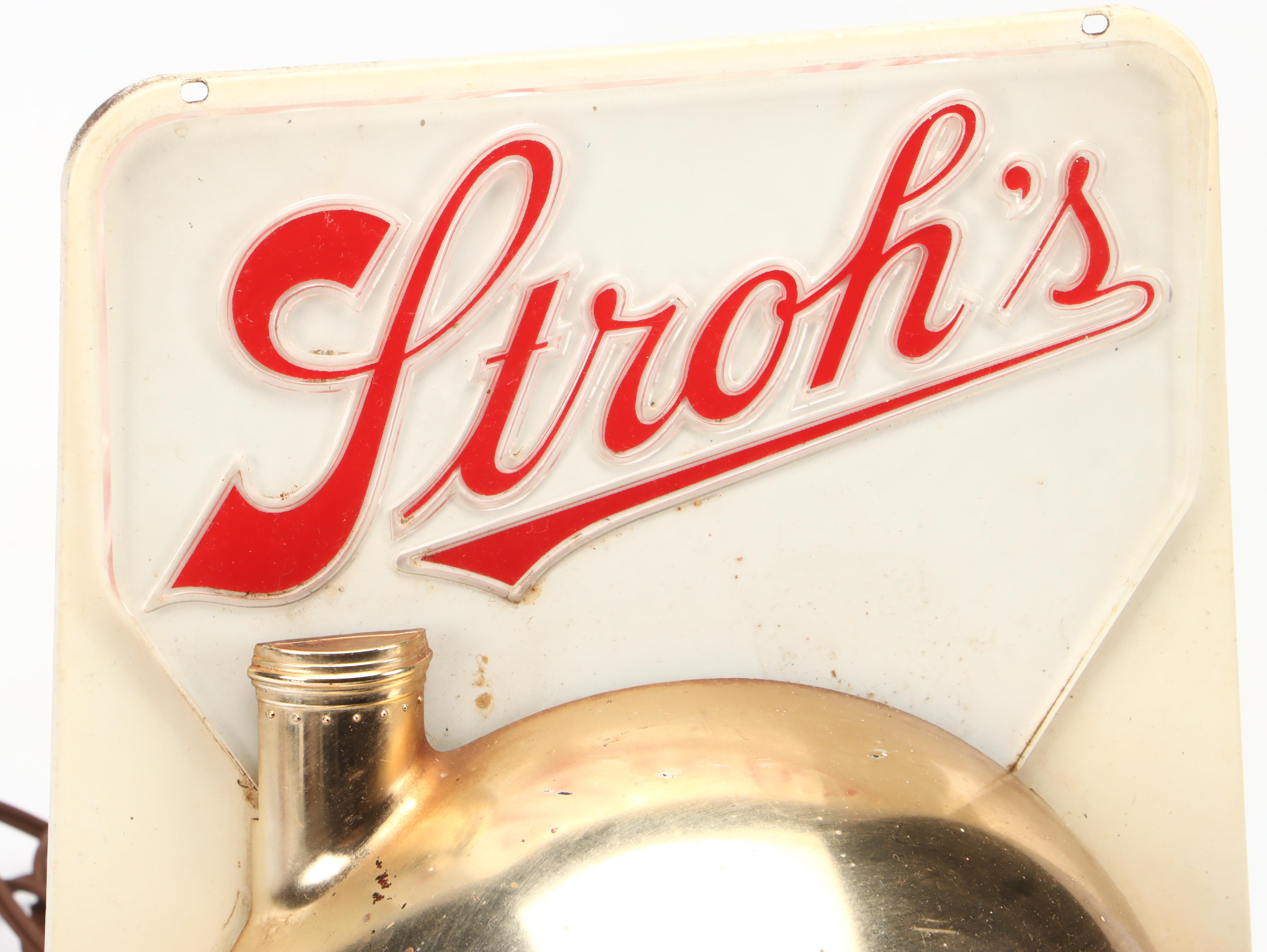 Stroh's Beer Illuminated Advertising Wall Sign