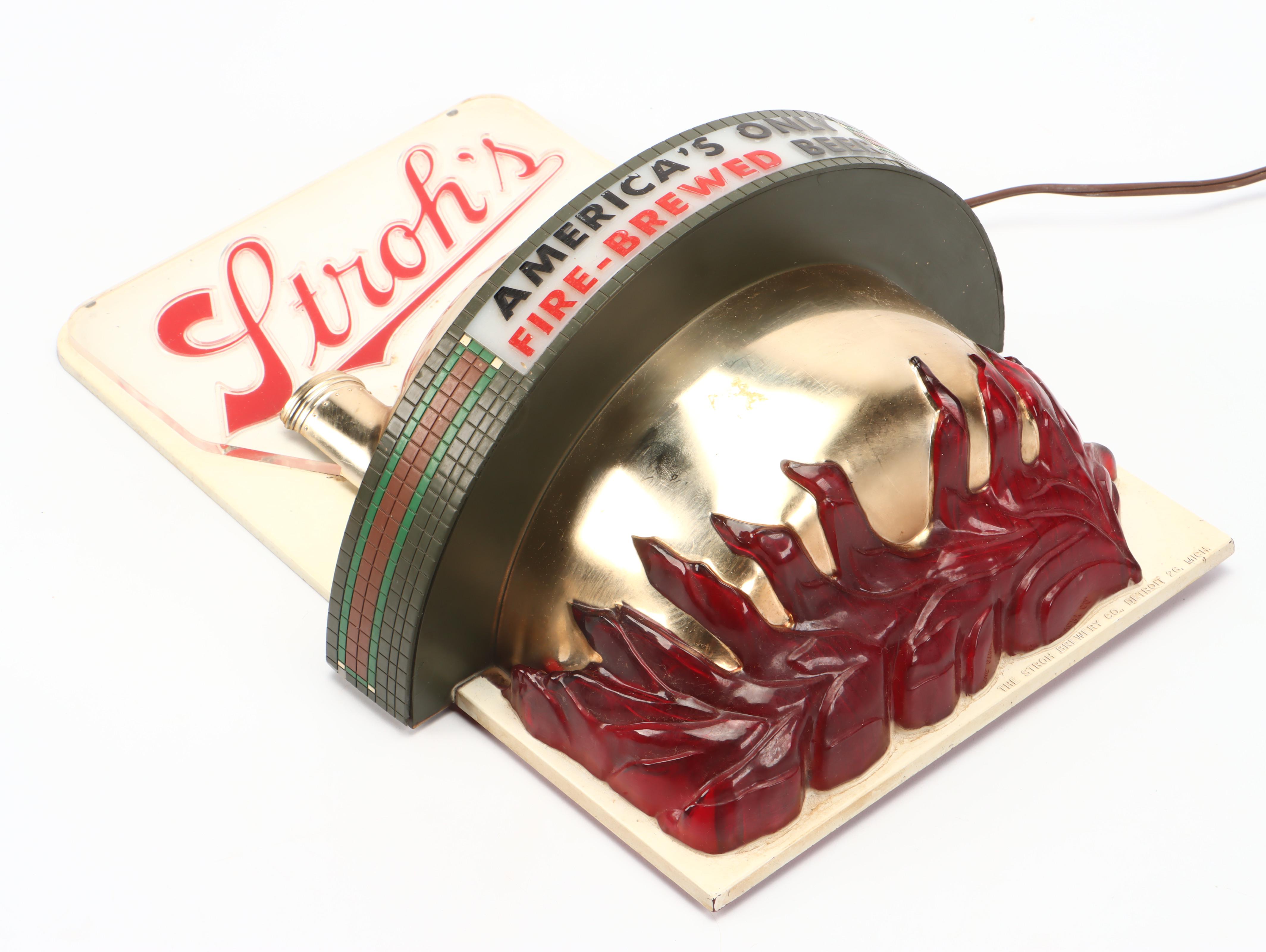 Stroh's Beer Illuminated Advertising Wall Sign