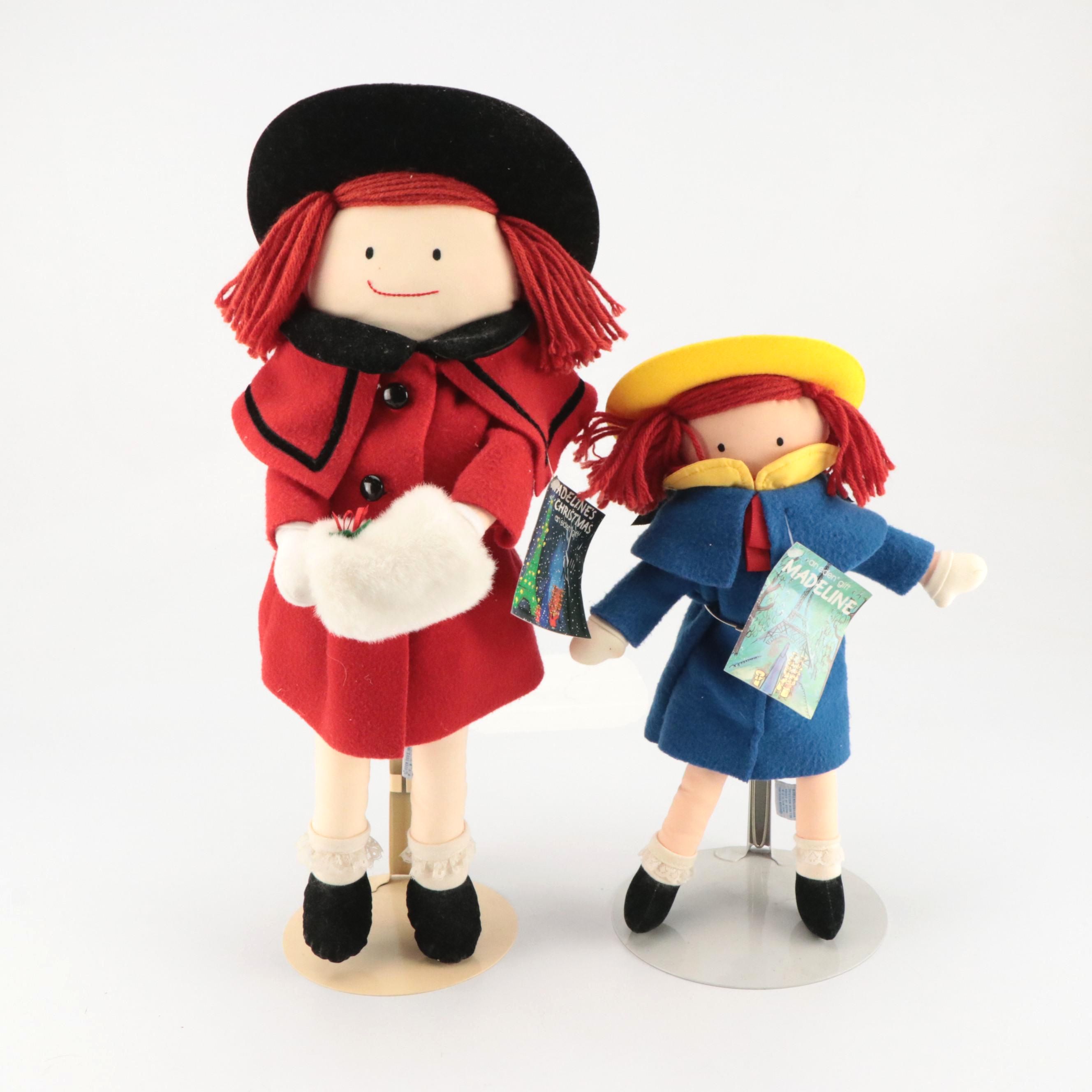 Eden Gift Madeline and Christmas Madeline Fabric Stuffed Dolls with Mini Books