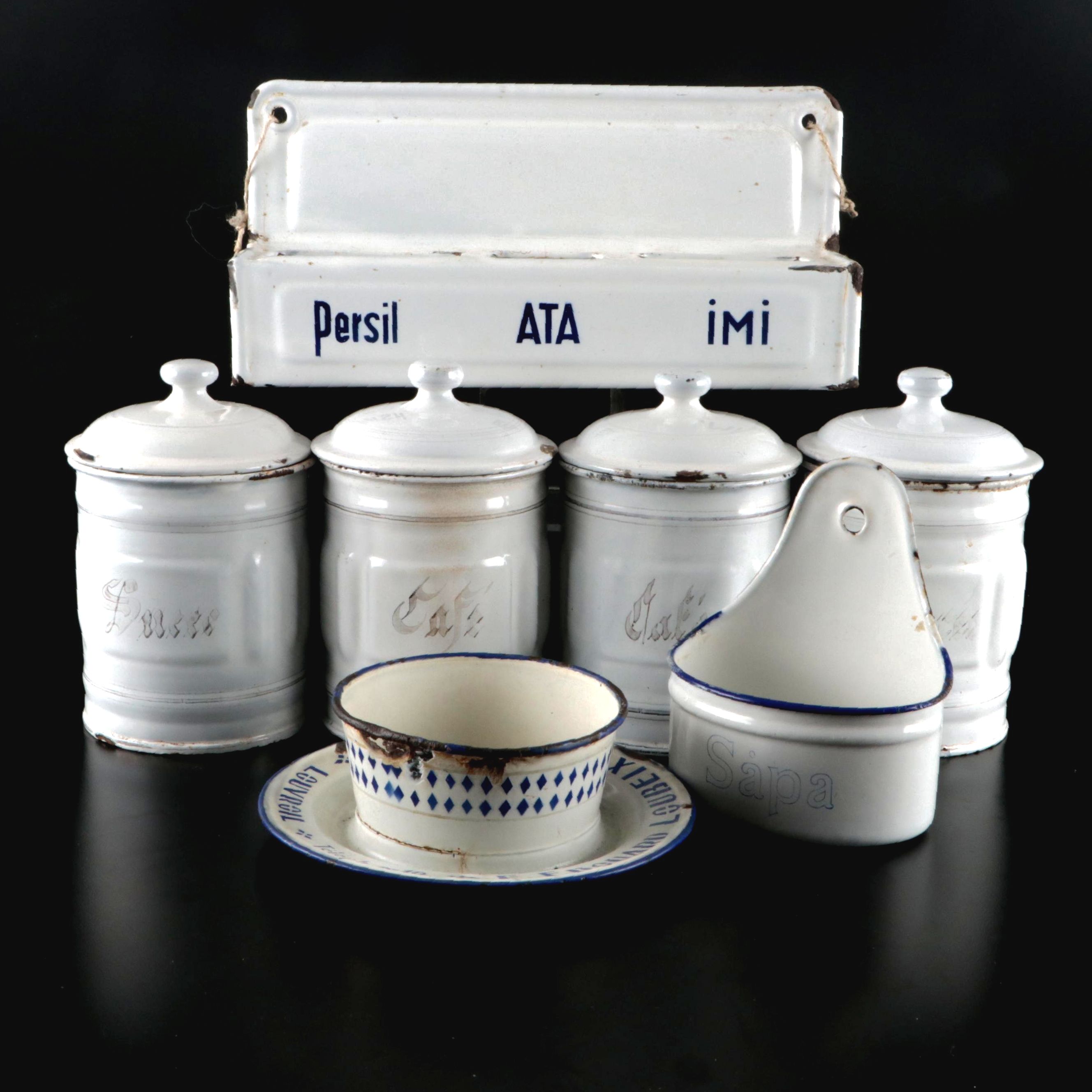 Kockums Soap Hold with Other Enameled Laundry Detergent Holder and Kitchenware