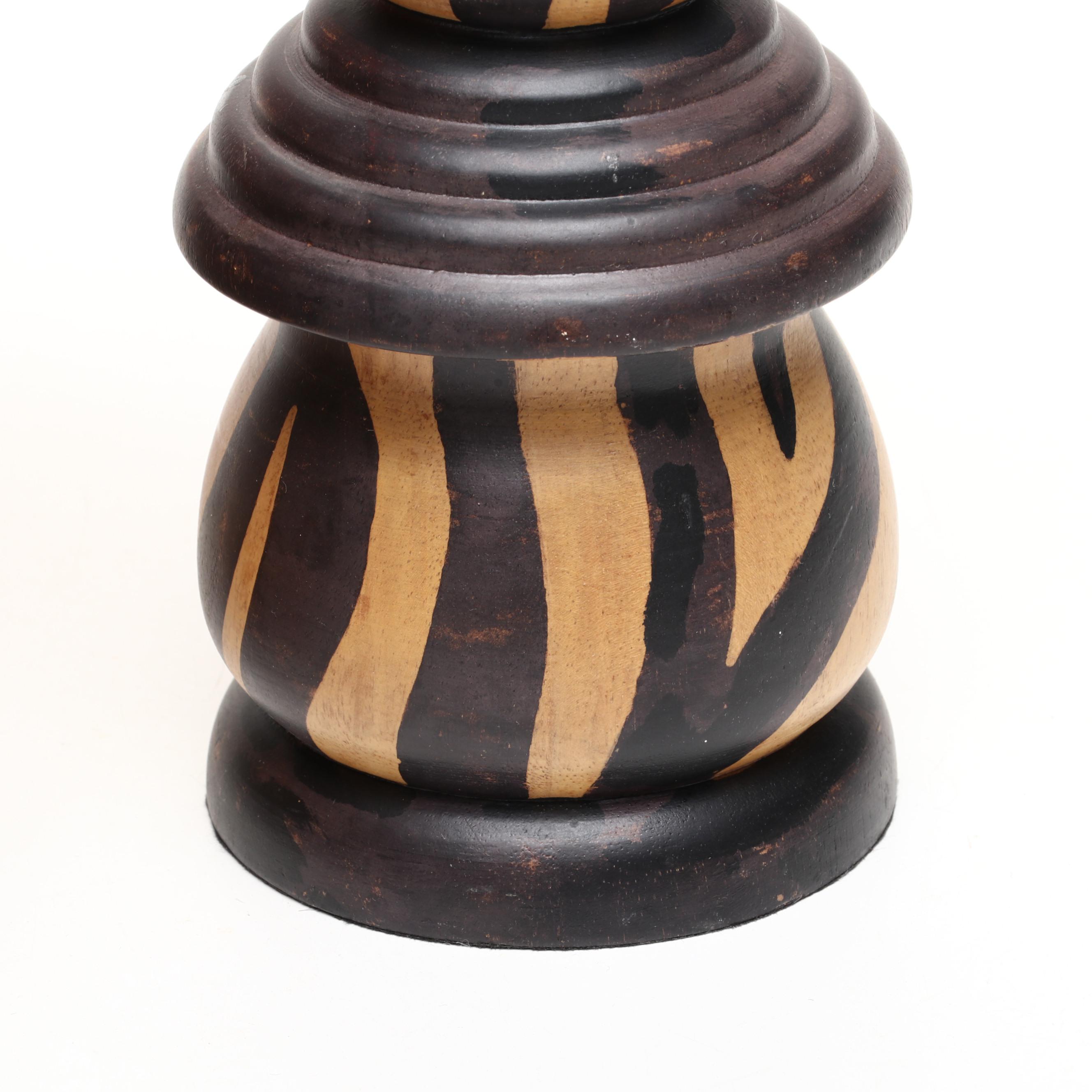 Wooden Planter with Giraffe Relief and Wooden Candle Holder