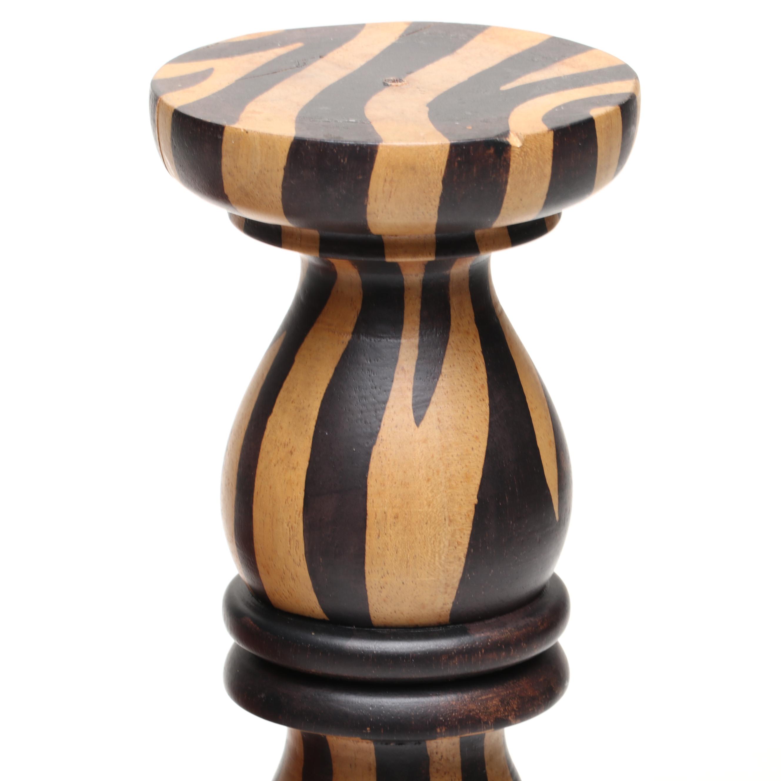 Wooden Planter with Giraffe Relief and Wooden Candle Holder