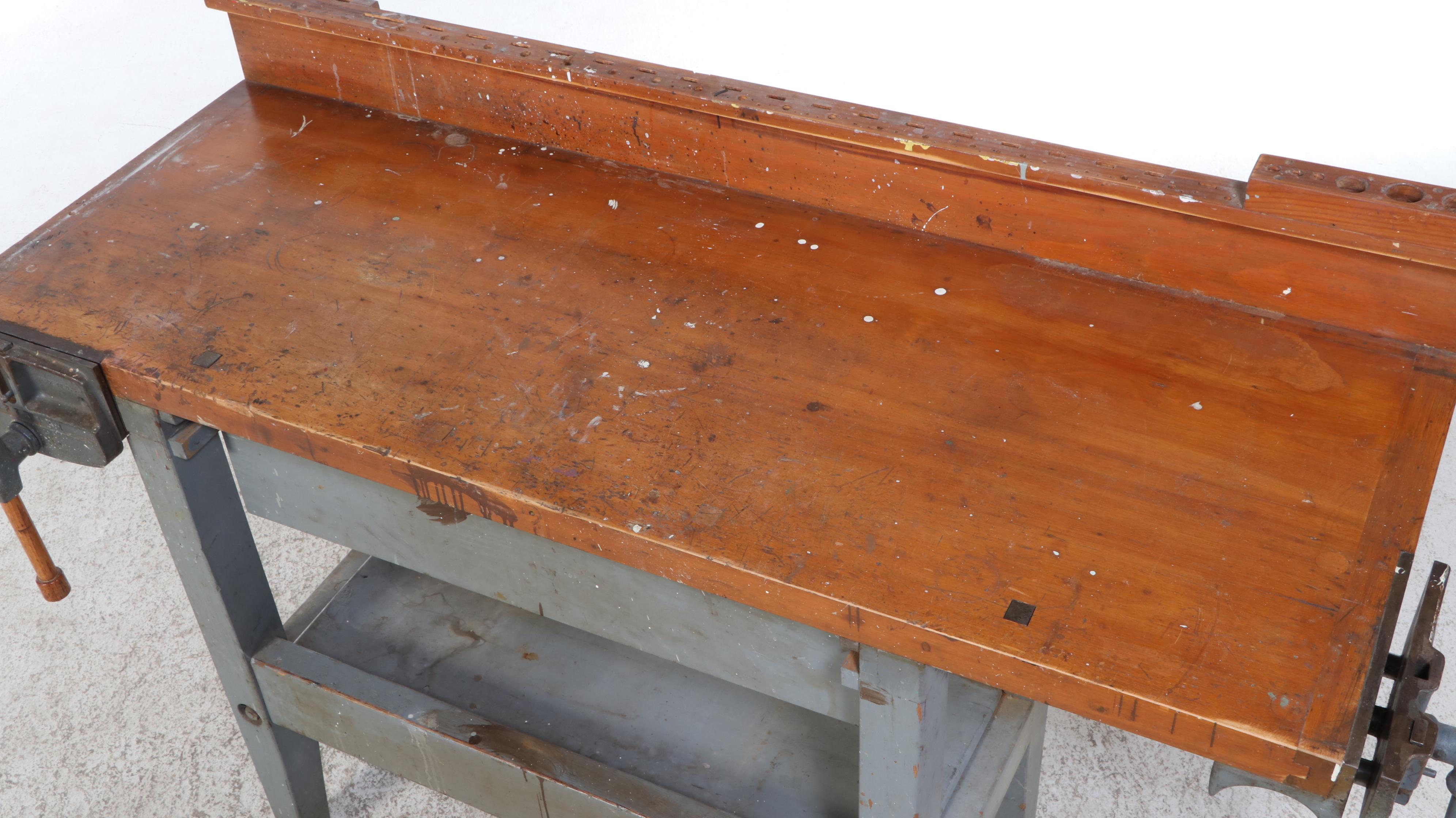 Wooden Work Bench, Mid to Late 20th Century