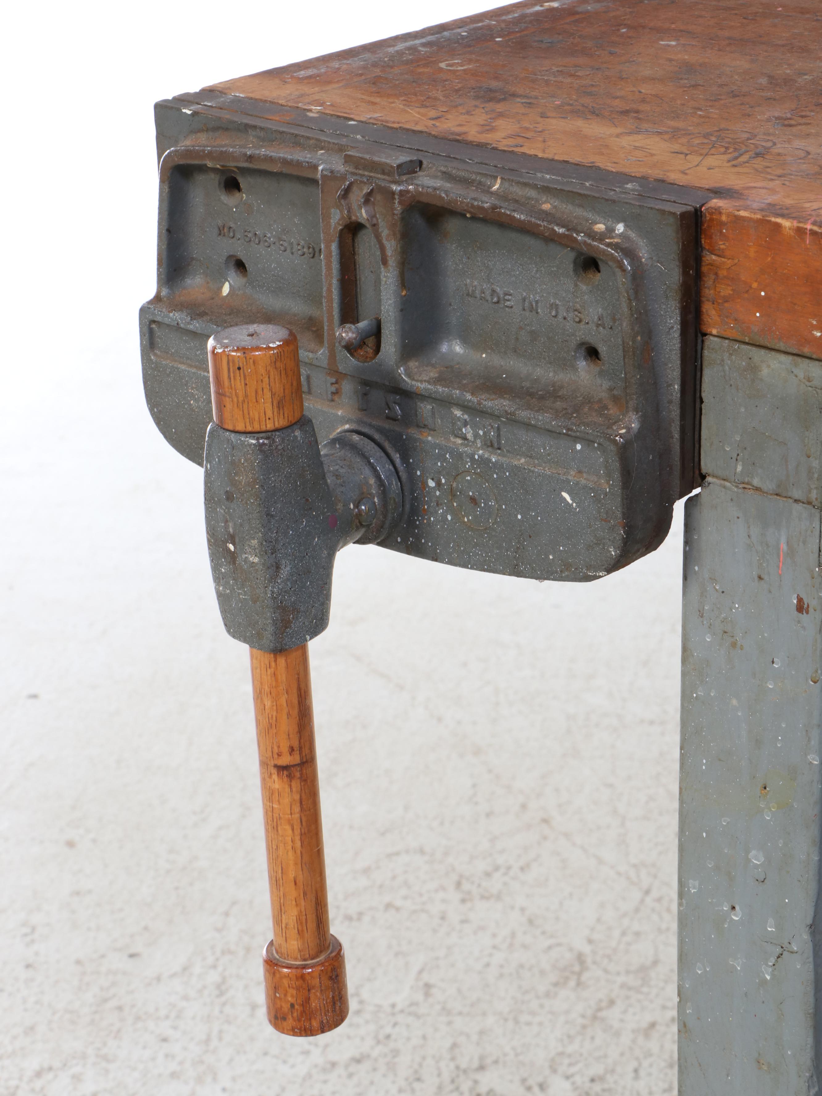 Wooden Work Bench, Mid to Late 20th Century