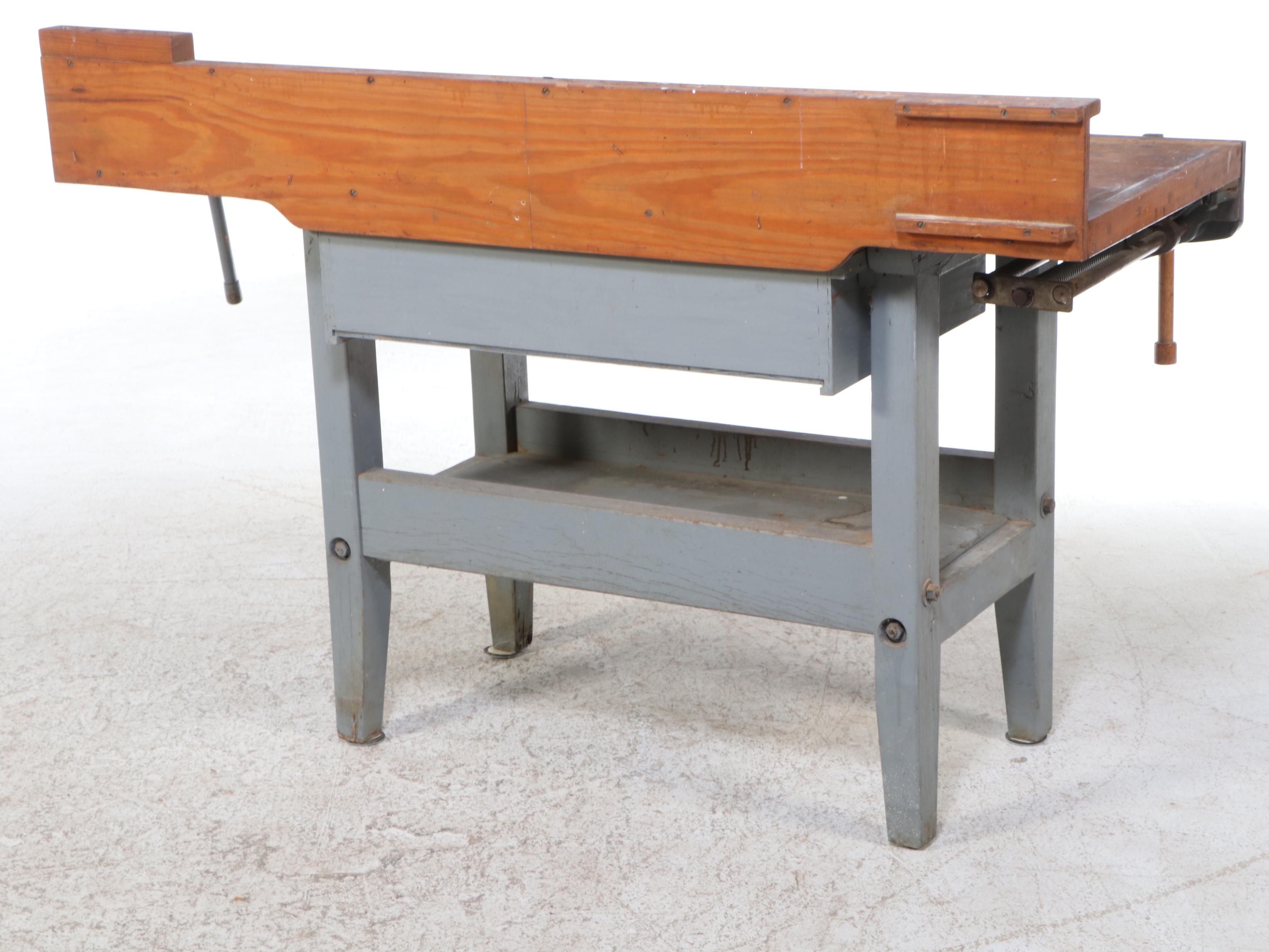 Wooden Work Bench, Mid to Late 20th Century