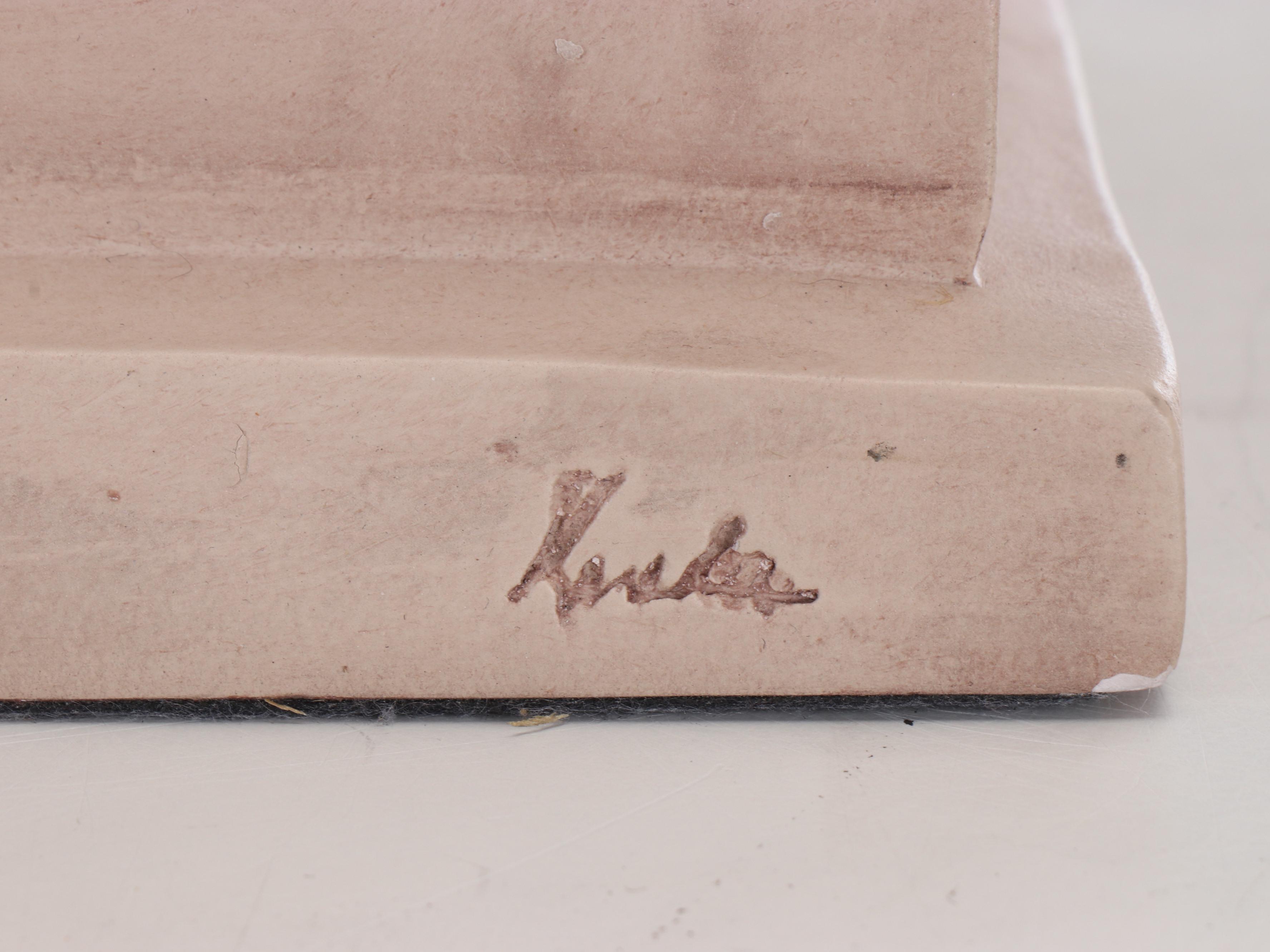 Austin Sculpture Large Ceramic and Glass Candle Holders with Wax Candles