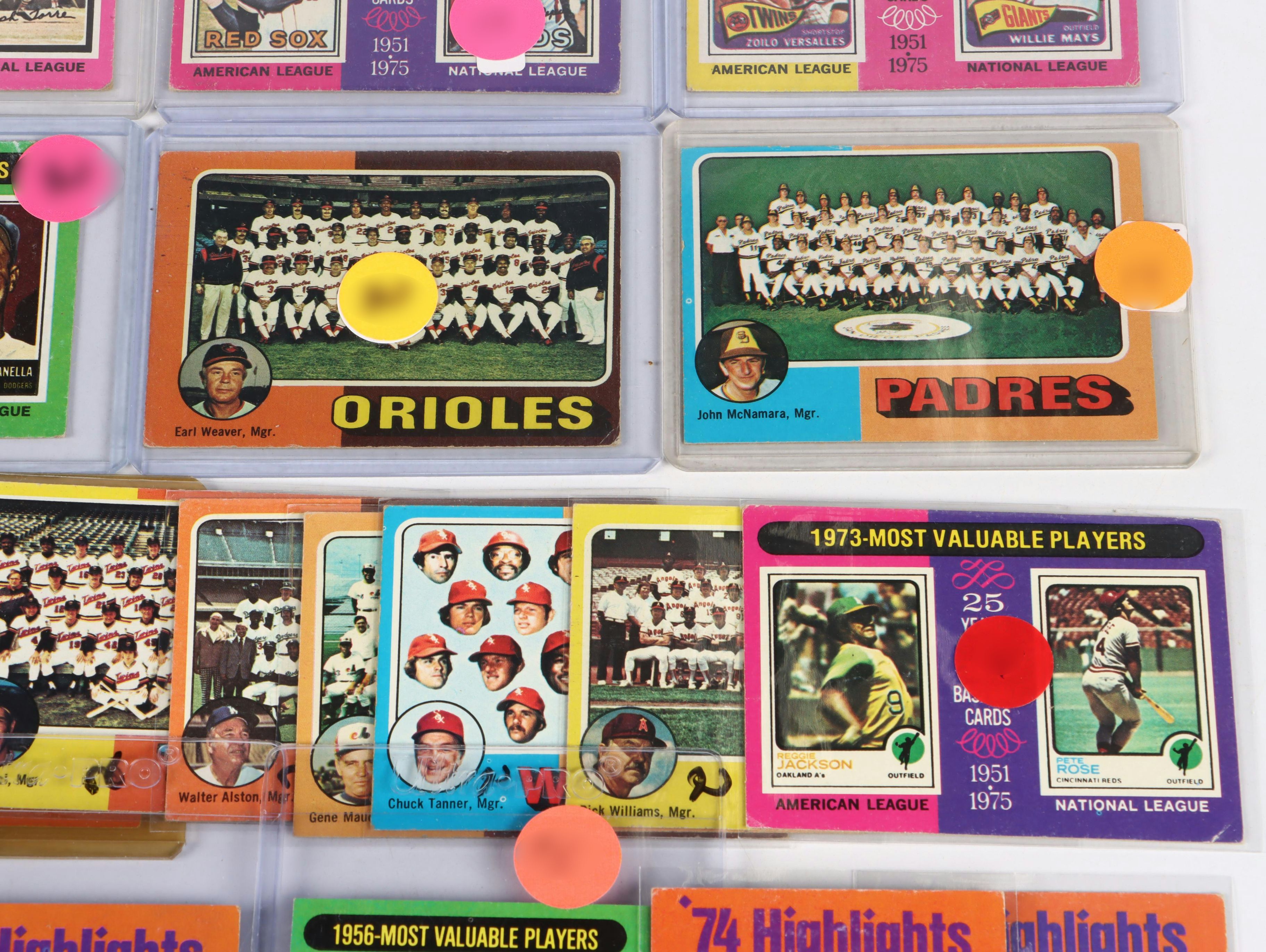 1975 Topps Baseball Cards Featuring Hank Aaron, Reggie Jackson, and More
