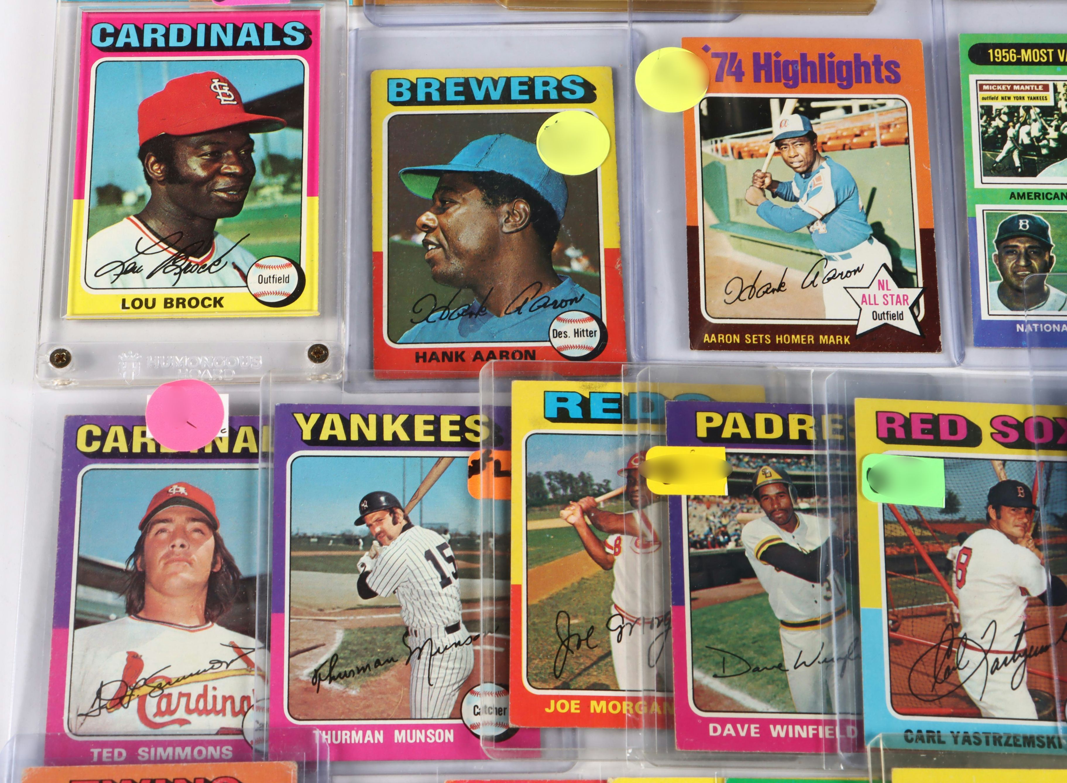 1975 Topps Baseball Cards Featuring Hank Aaron, Reggie Jackson, and More