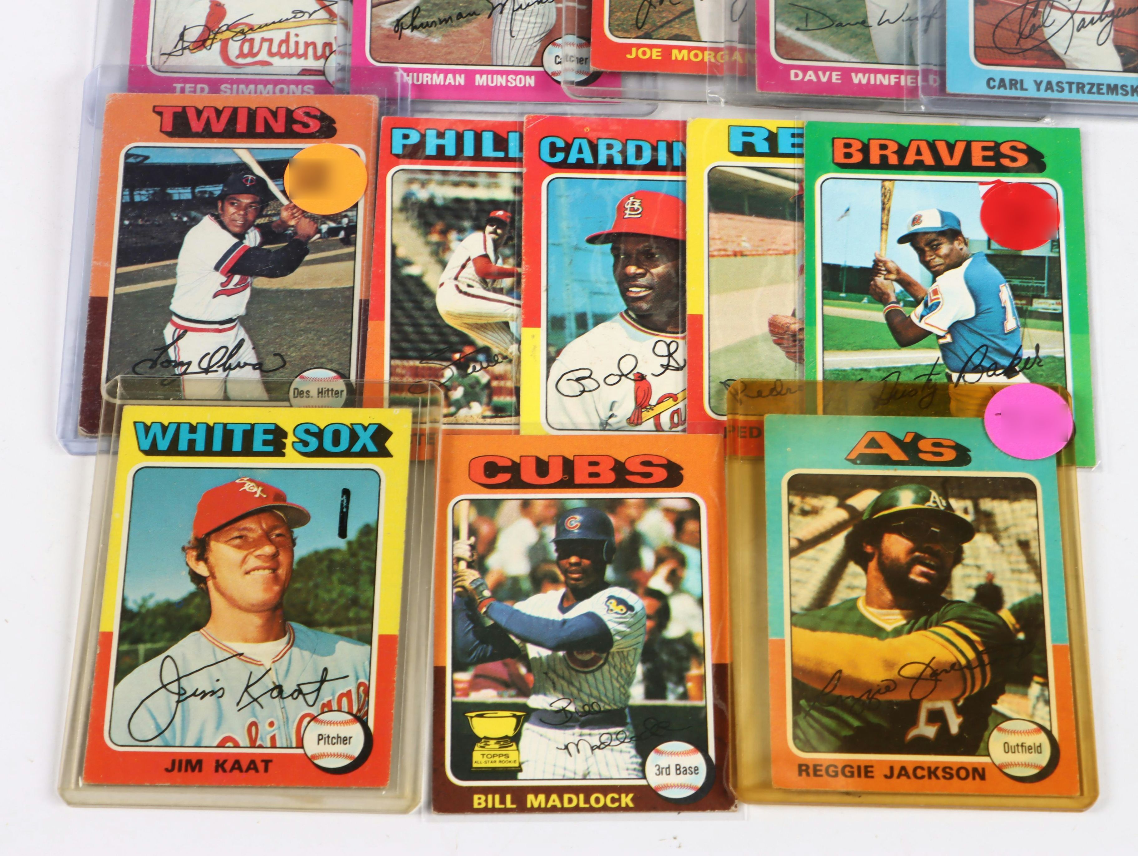 1975 Topps Baseball Cards Featuring Hank Aaron, Reggie Jackson, and More