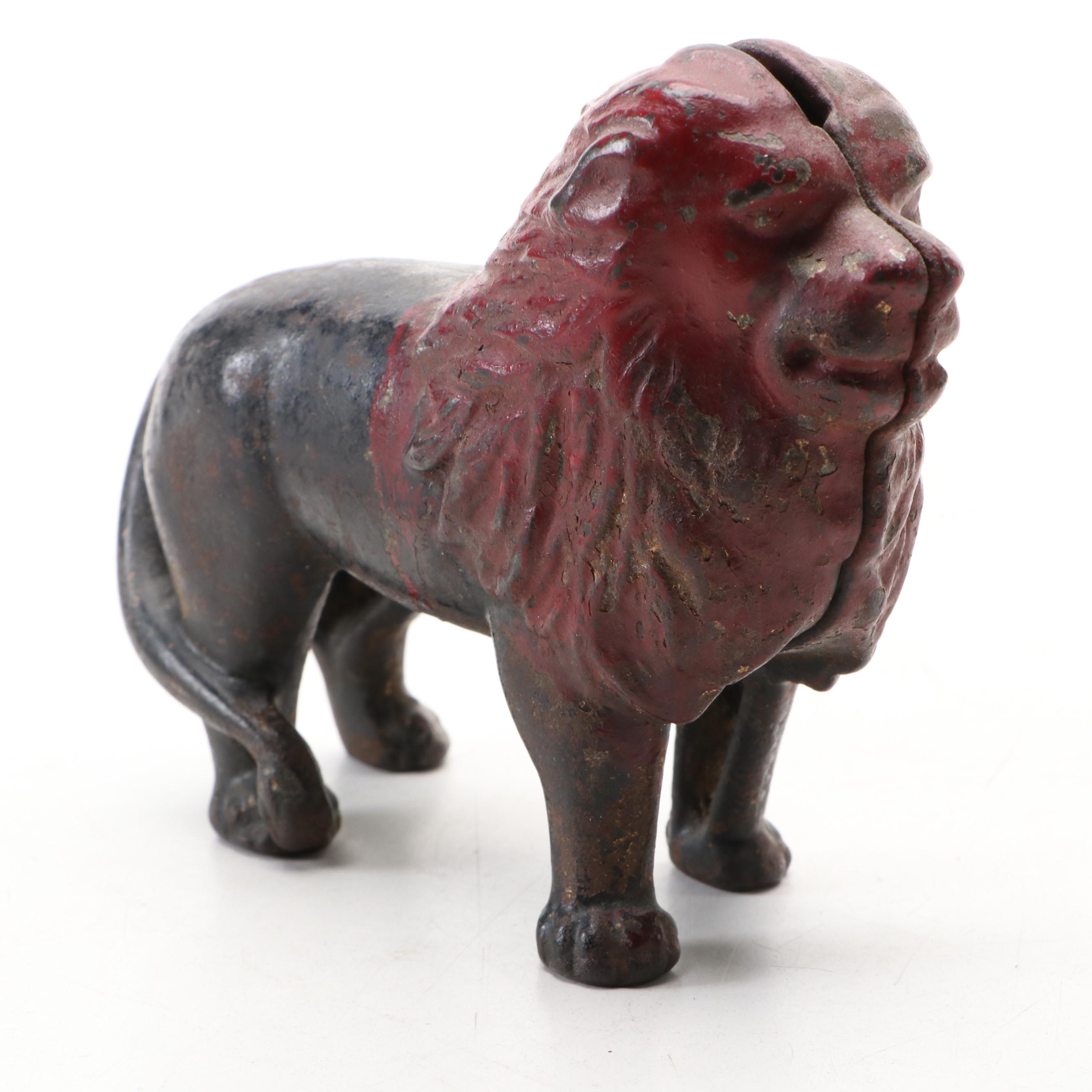 A. C. Williams Cast Iron Lion Figure Still Bank
