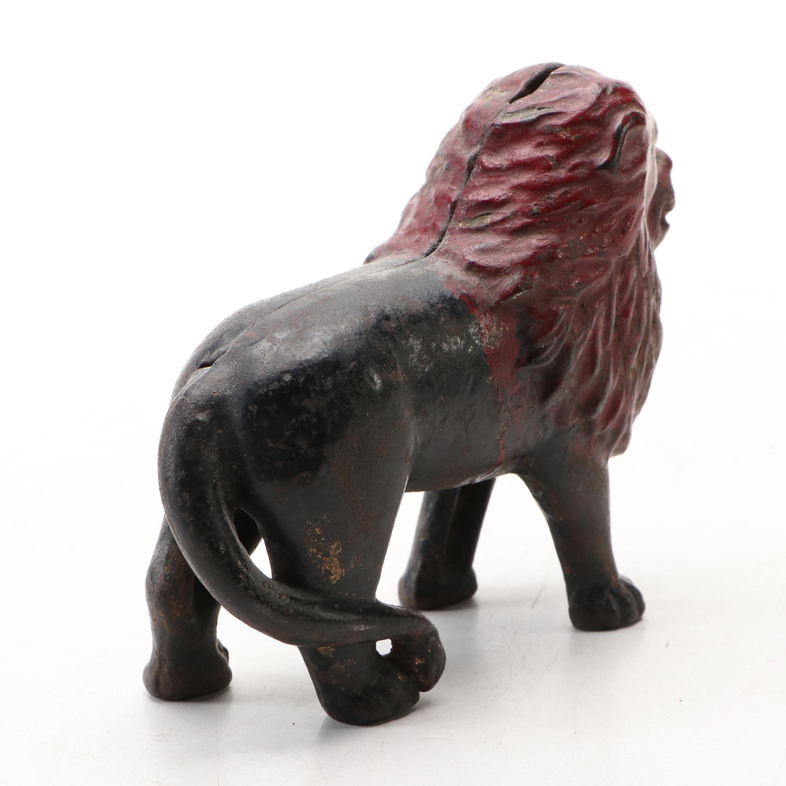 A. C. Williams Cast Iron Lion Figure Still Bank