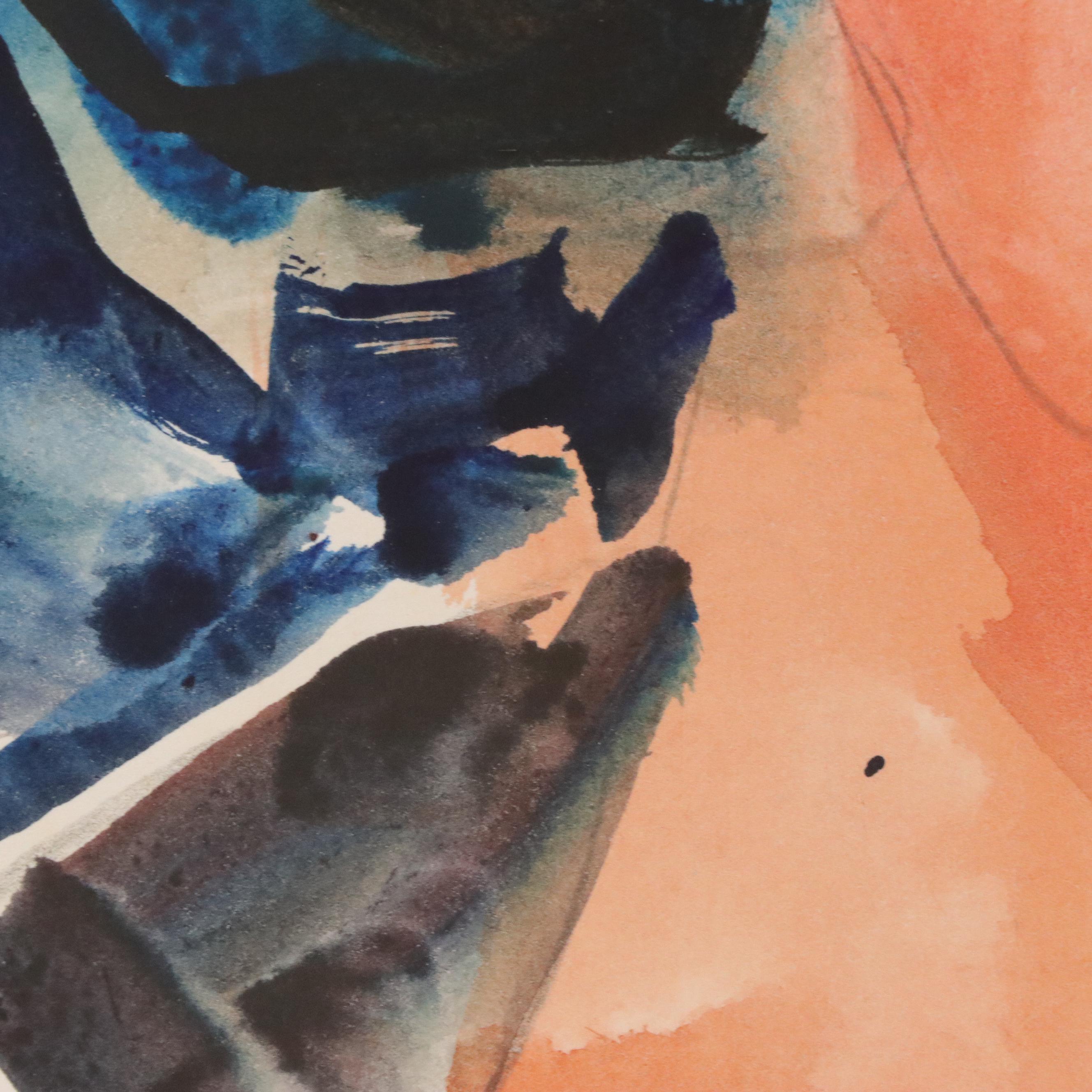 Jack Meanwell Modern Watercolor Portrait, 1978