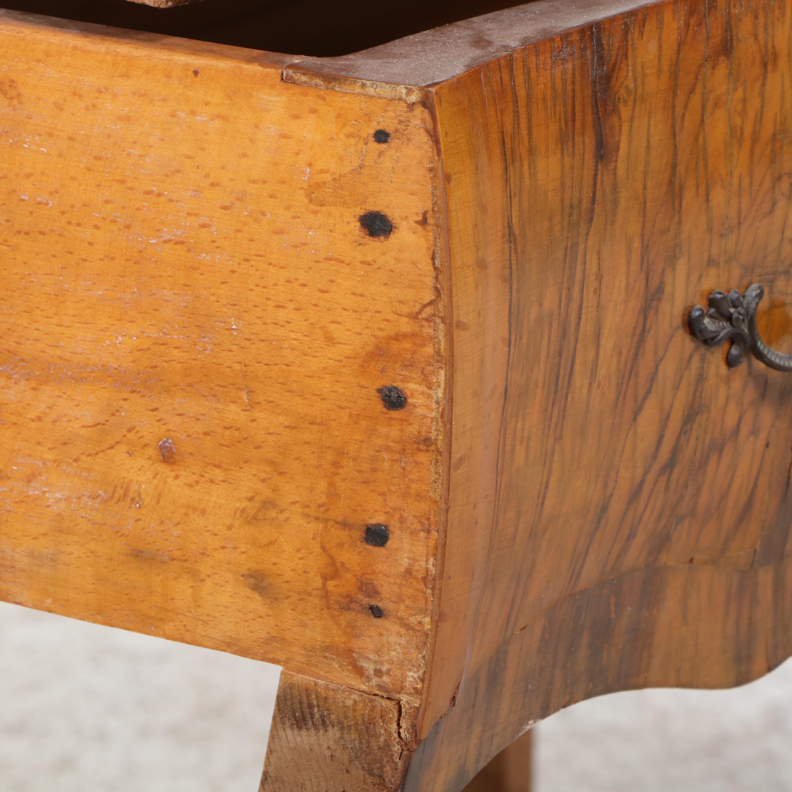 Louis XV Style Walnut Two-Drawer Bombé Commode, 20th Century
