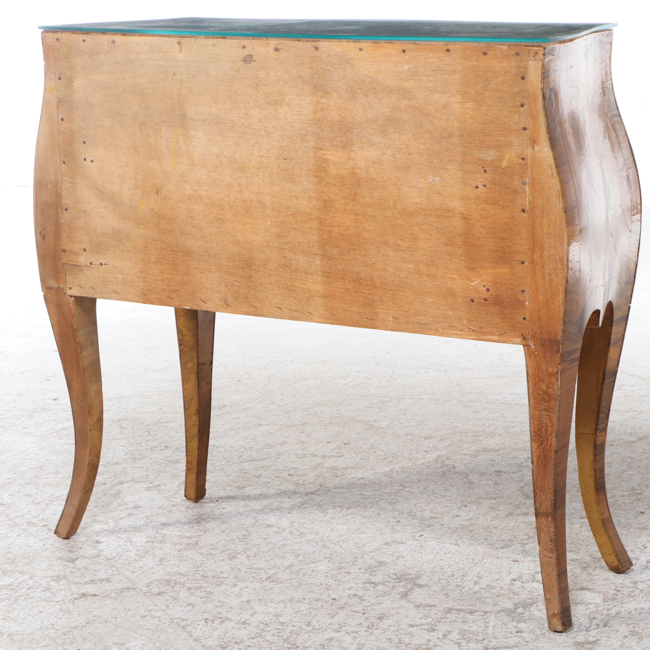 Louis XV Style Walnut Two-Drawer Bombé Commode, 20th Century