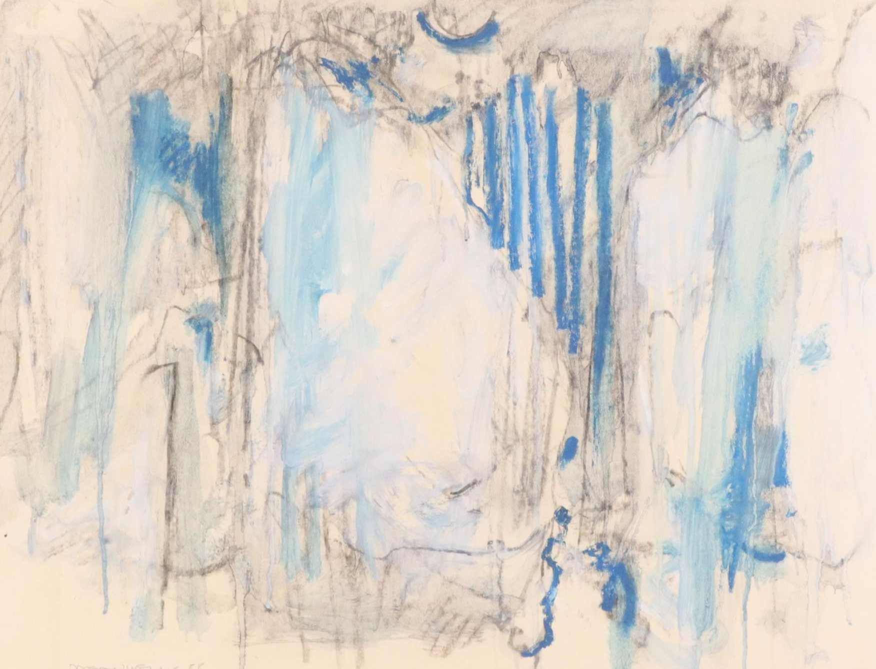 Jack Meanwell Modern Abstract Mixed Media Painting,1988