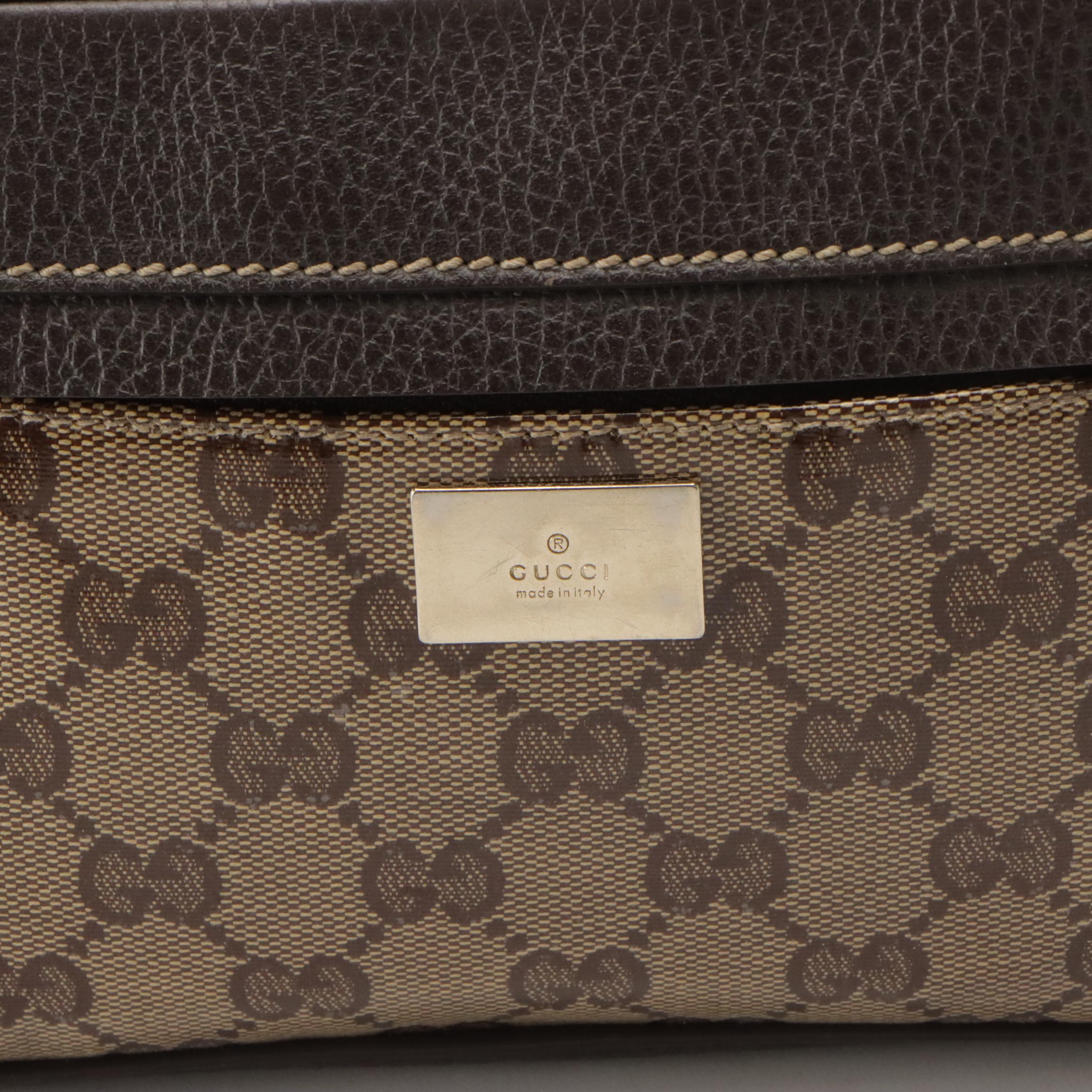 Gucci Belt Bag in GG Crystal Canvas and Brown Leather