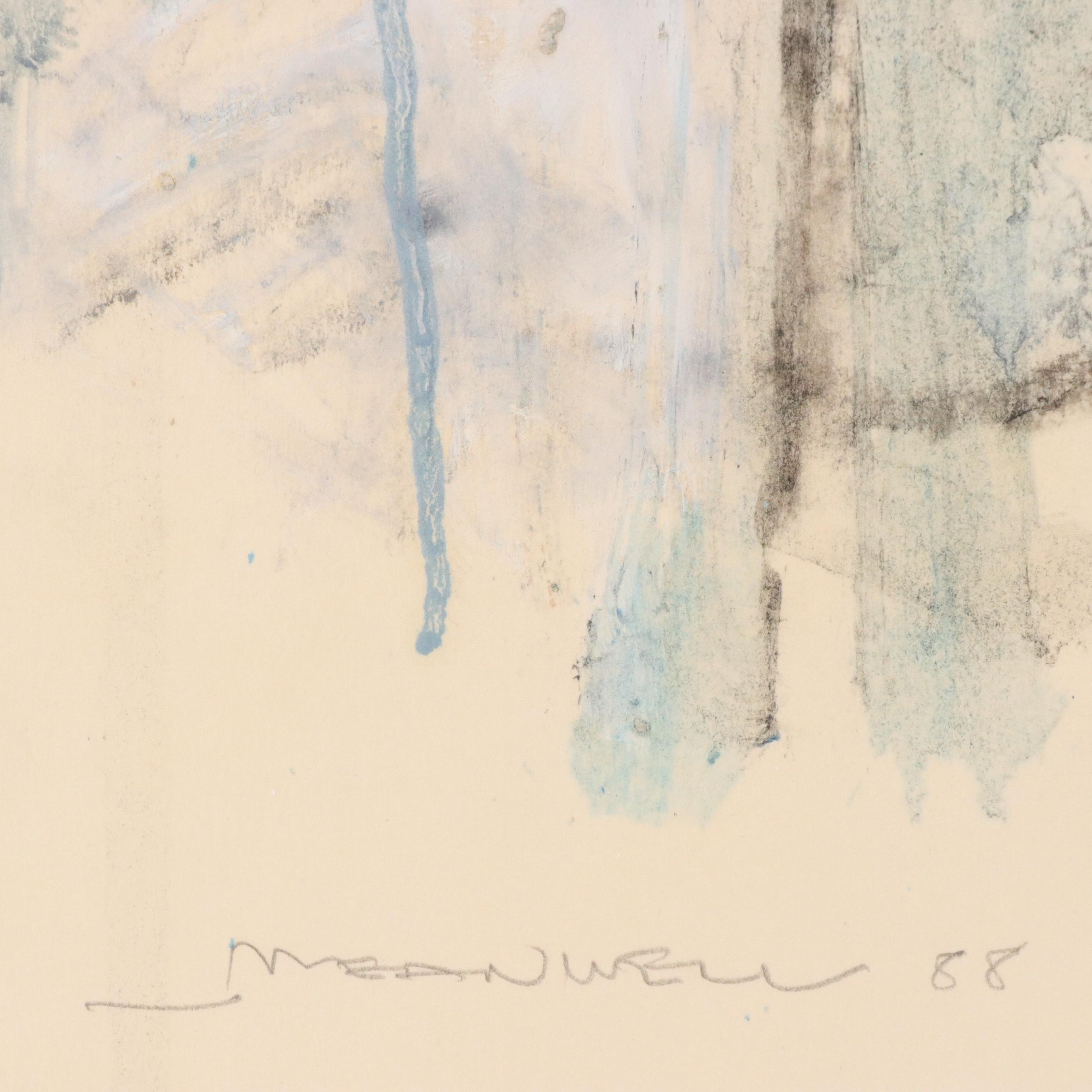 Jack Meanwell Modern Abstract Mixed Media Painting,1988