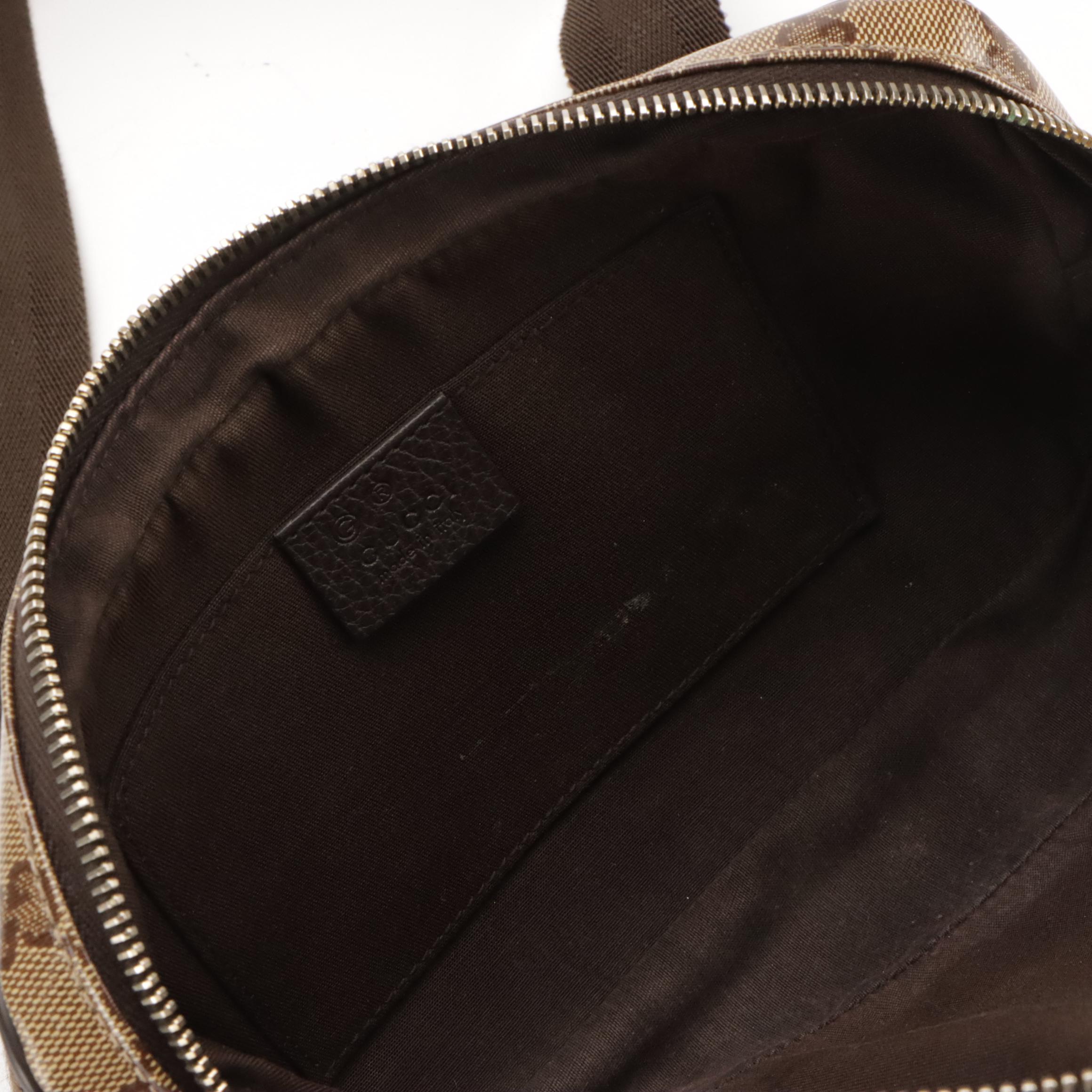 Gucci Belt Bag in GG Crystal Canvas and Brown Leather