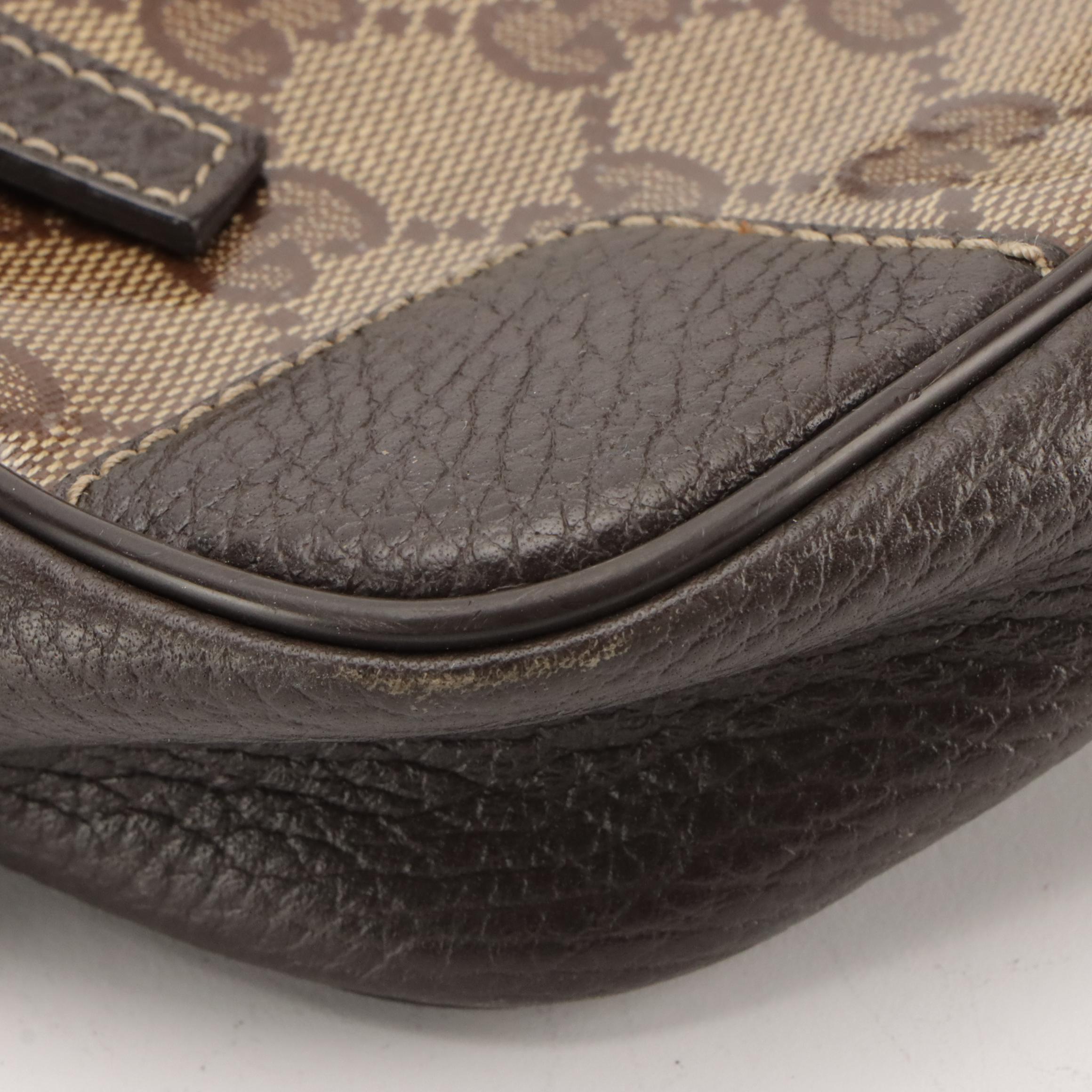 Gucci Belt Bag in GG Crystal Canvas and Brown Leather
