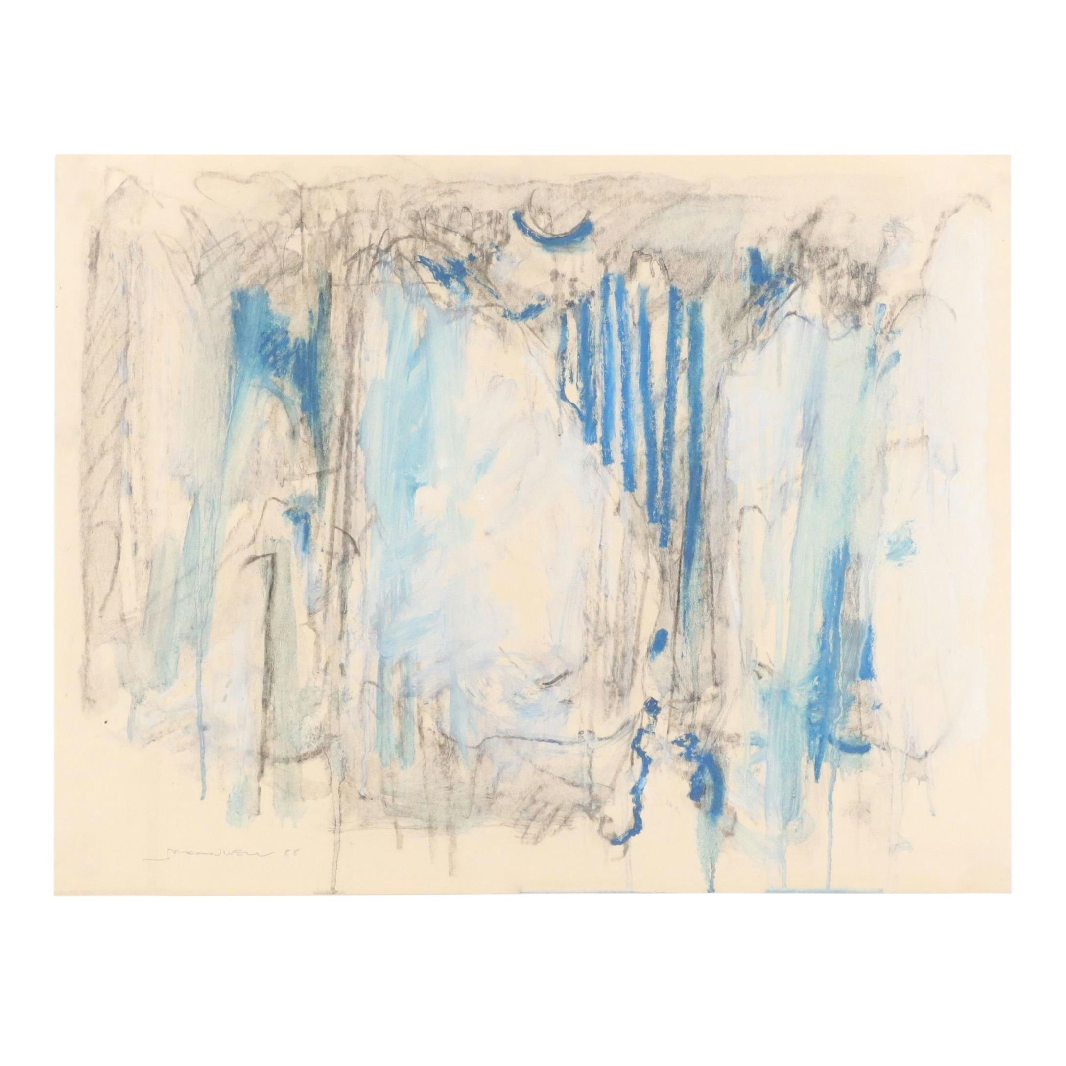 Jack Meanwell Modern Abstract Mixed Media Painting,1988