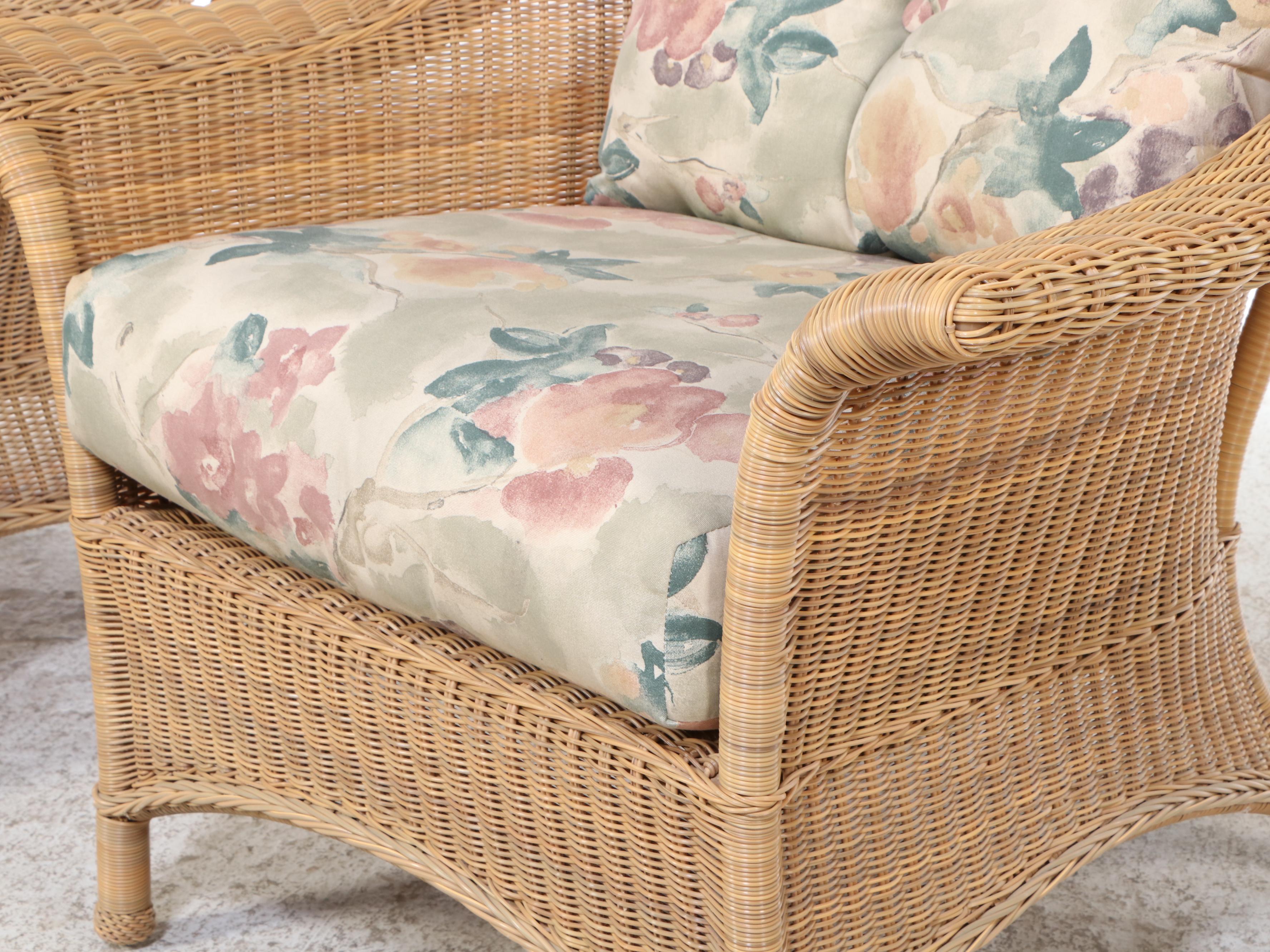 Pair of Resin Wicker Patio Lounge Chairs