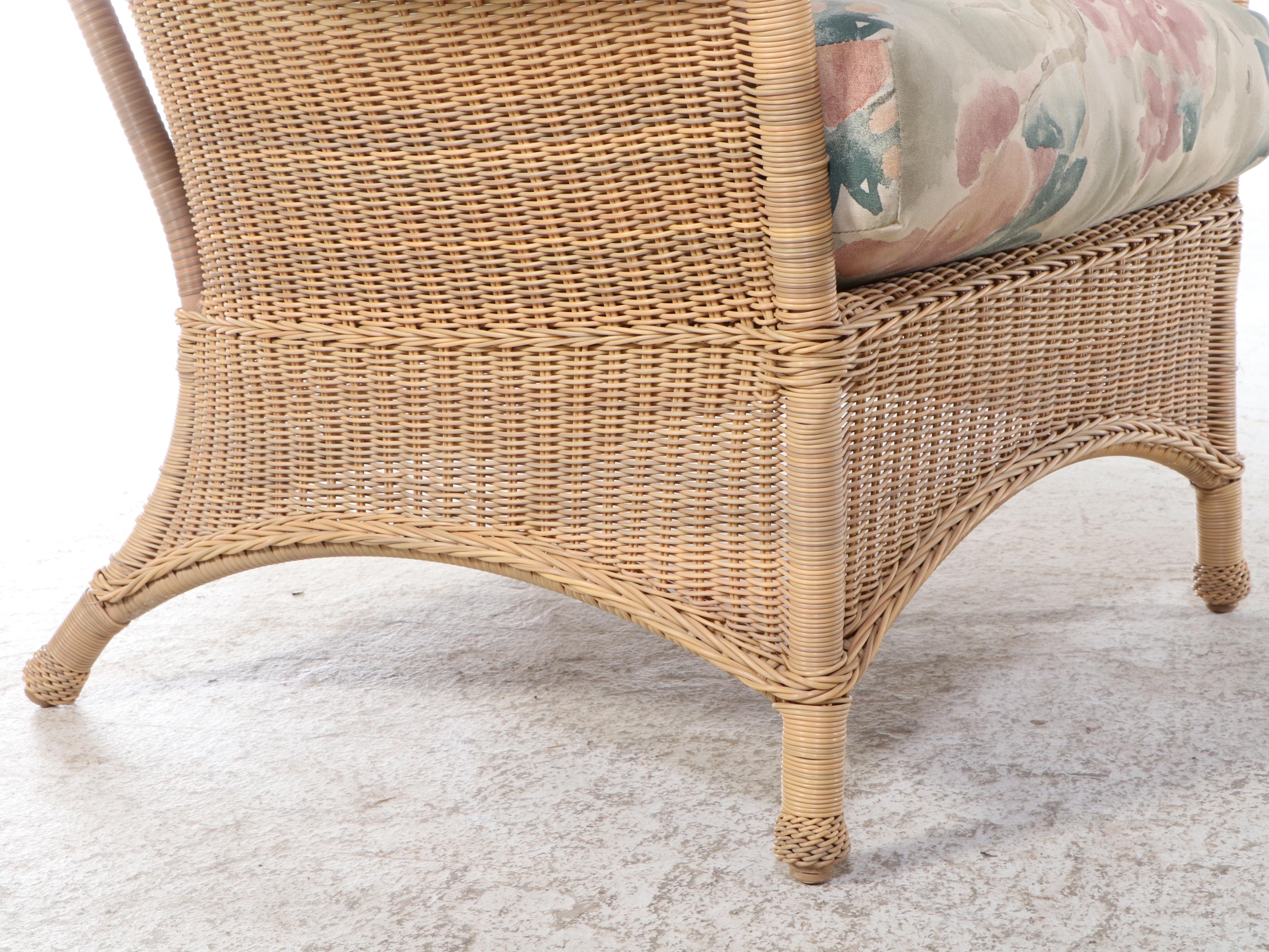 Pair of Resin Wicker Patio Lounge Chairs