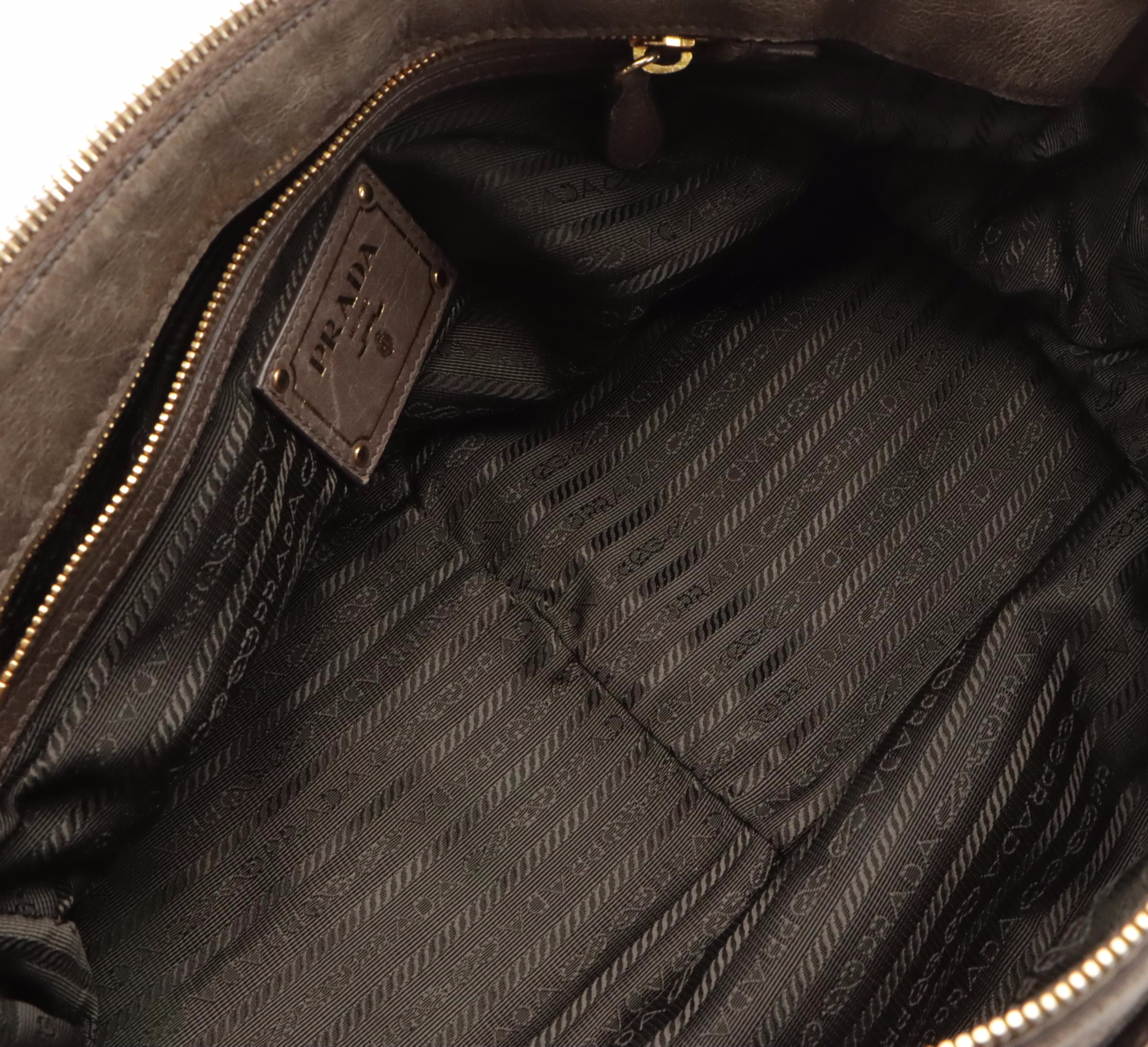 Prada Two-Way Tote Bag in Elephant Grey Vitello Lux Leather