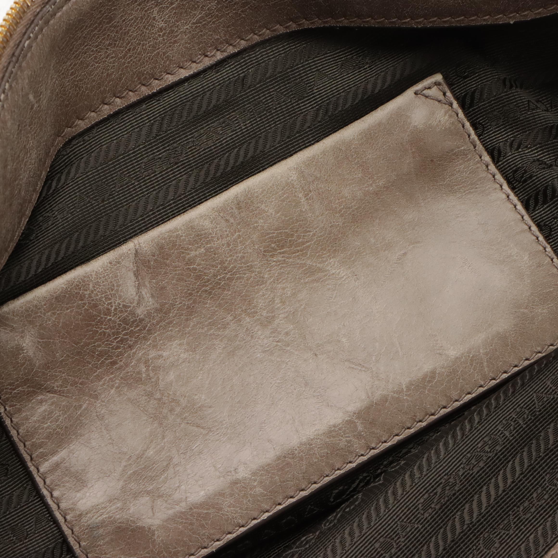 Prada Two-Way Tote Bag in Elephant Grey Vitello Lux Leather