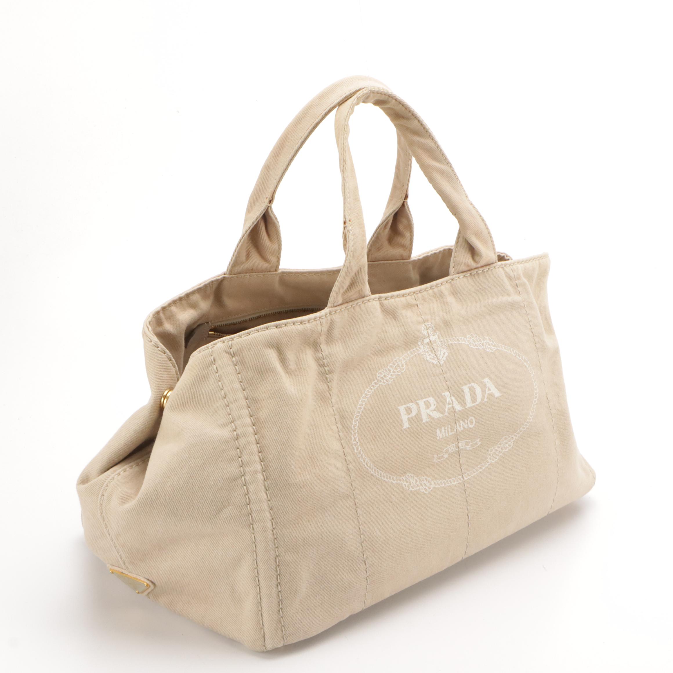 Prada Beige Canvas Canapa Tote Bag