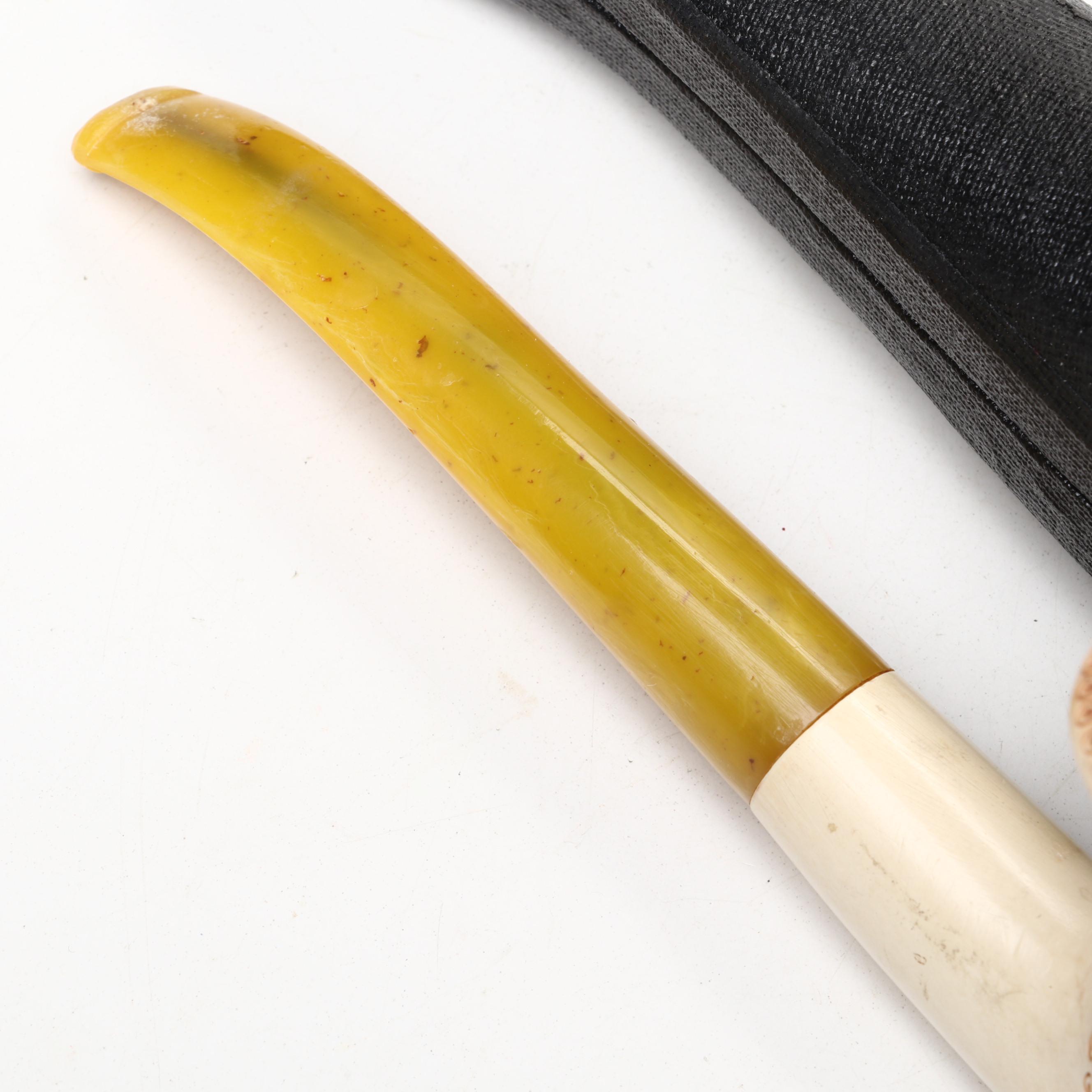 Carved Meerschaum Pipe in Hard Case
