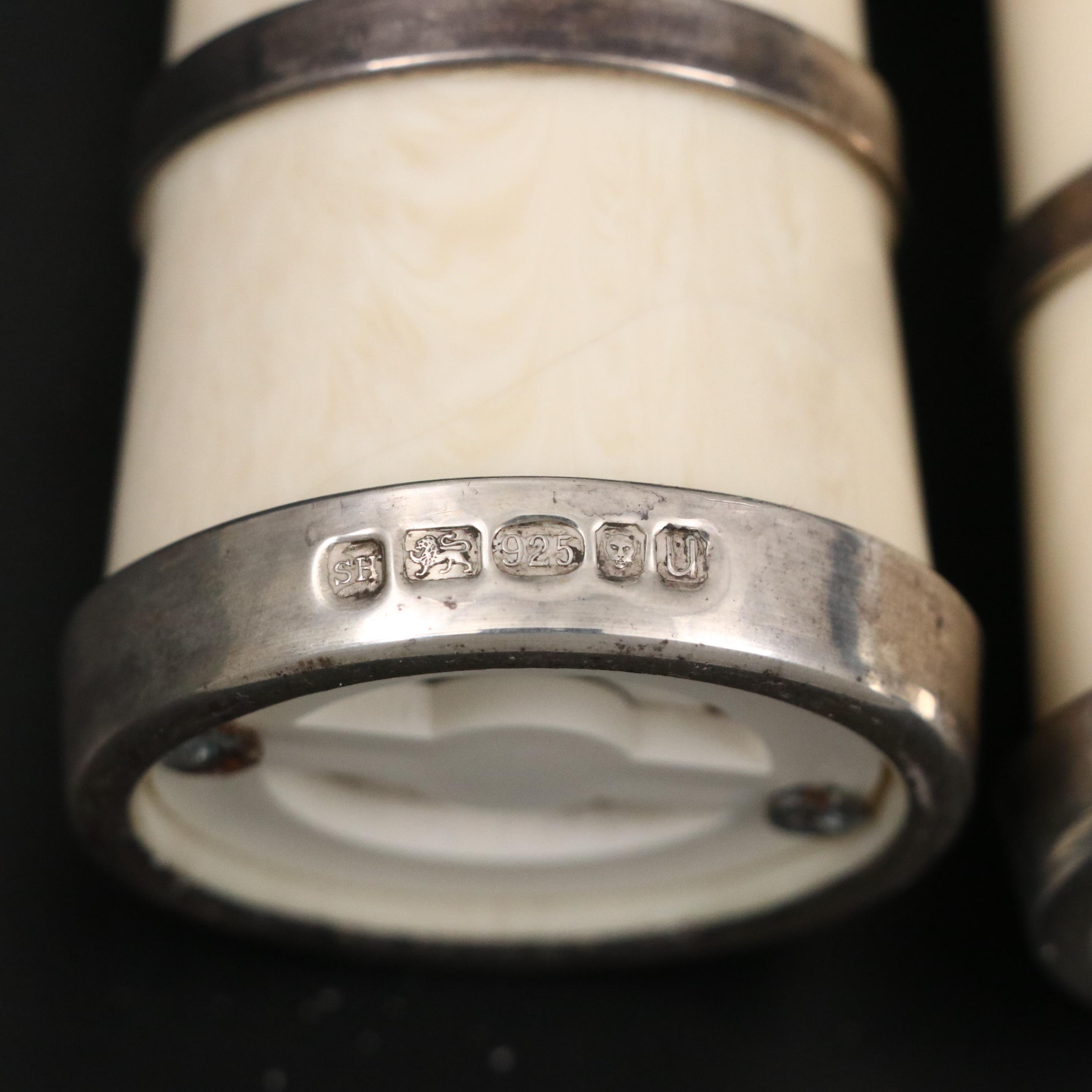 Hersey & Son English Sterling Silver and Ivorine Victorian Churn Shaped Mills