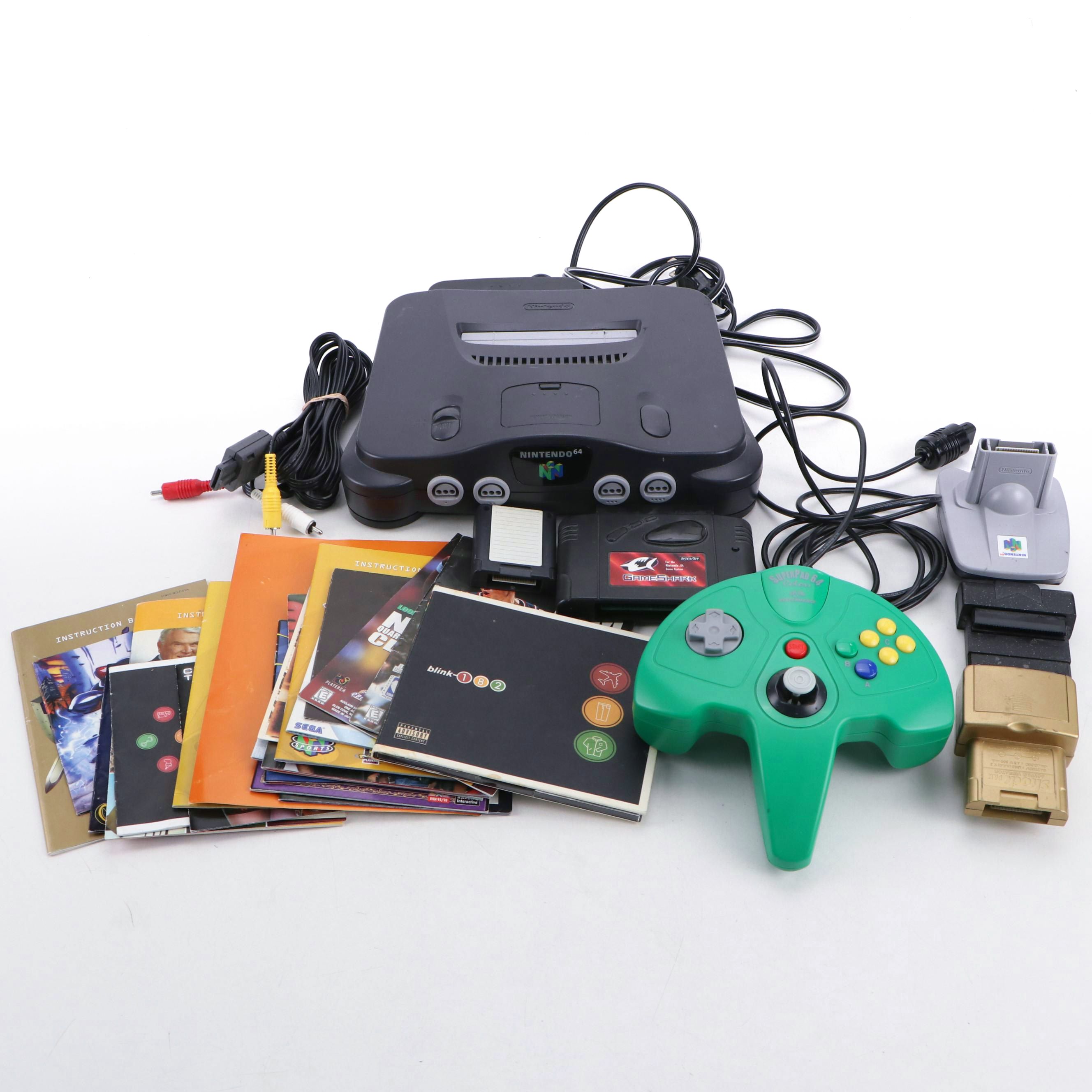 Nintendo 64 Console with Super Pad 64 Controller, Transfer Pak and More