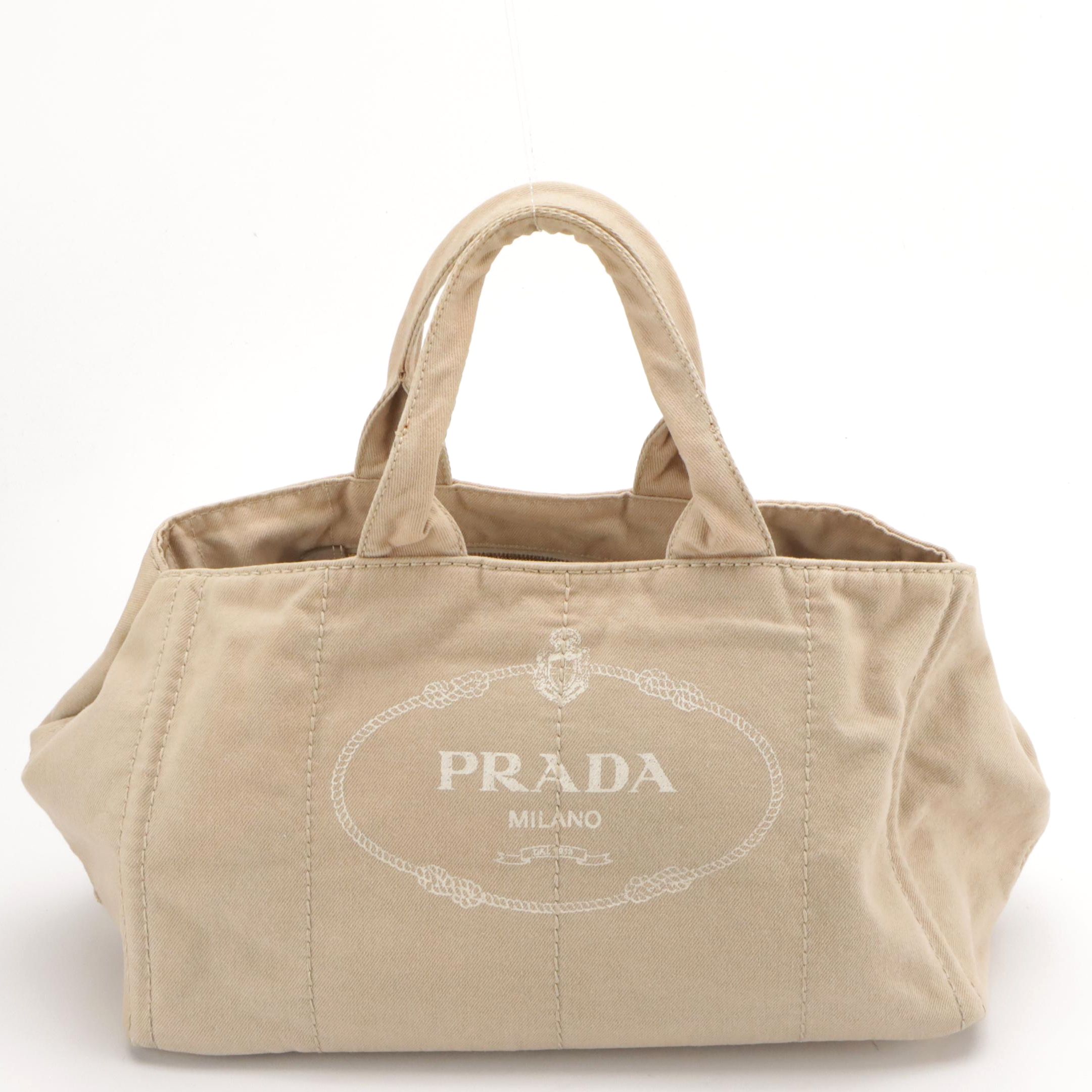 Prada Beige Canvas Canapa Tote Bag