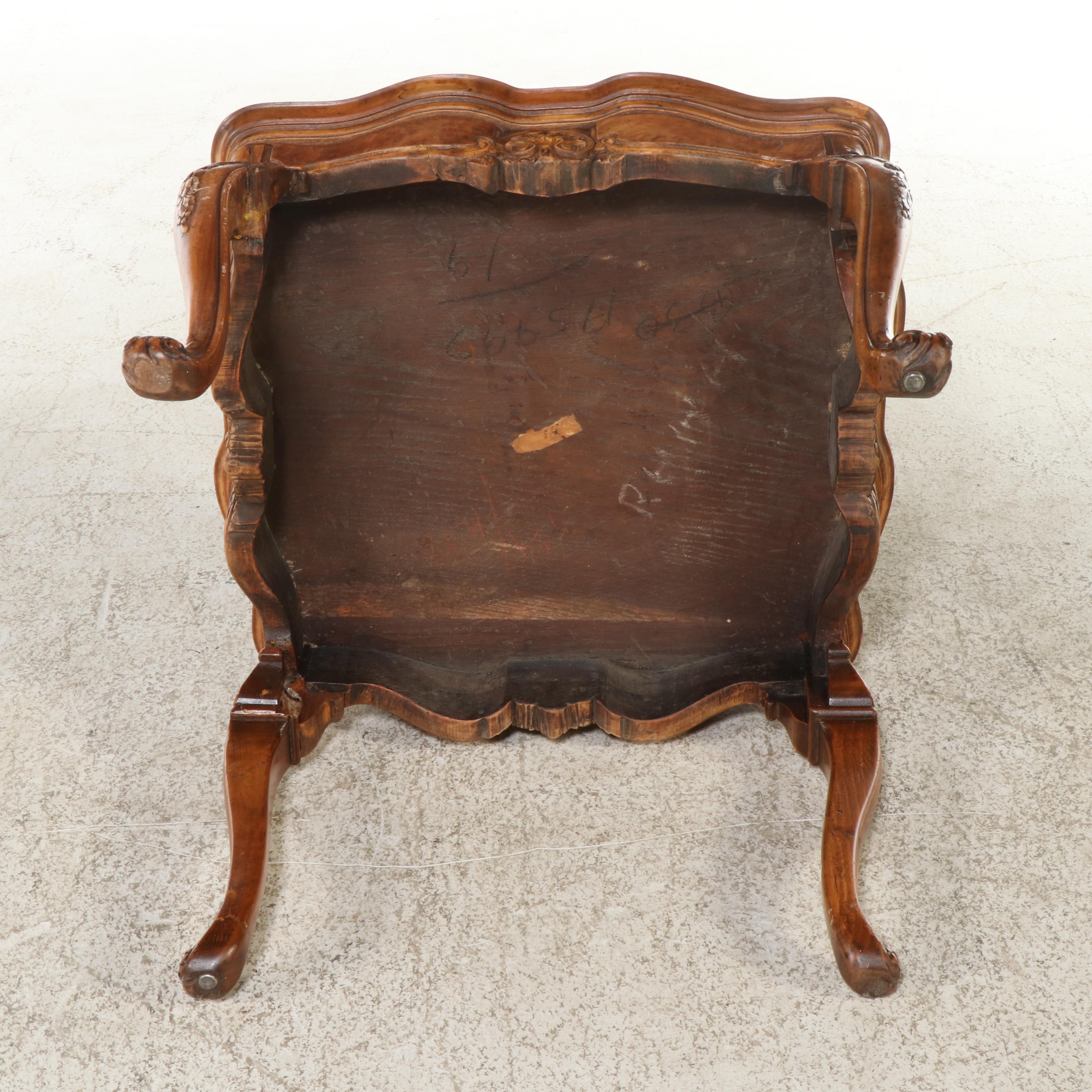George II Style Carved and Burr Walnut Side Table, 20th Century