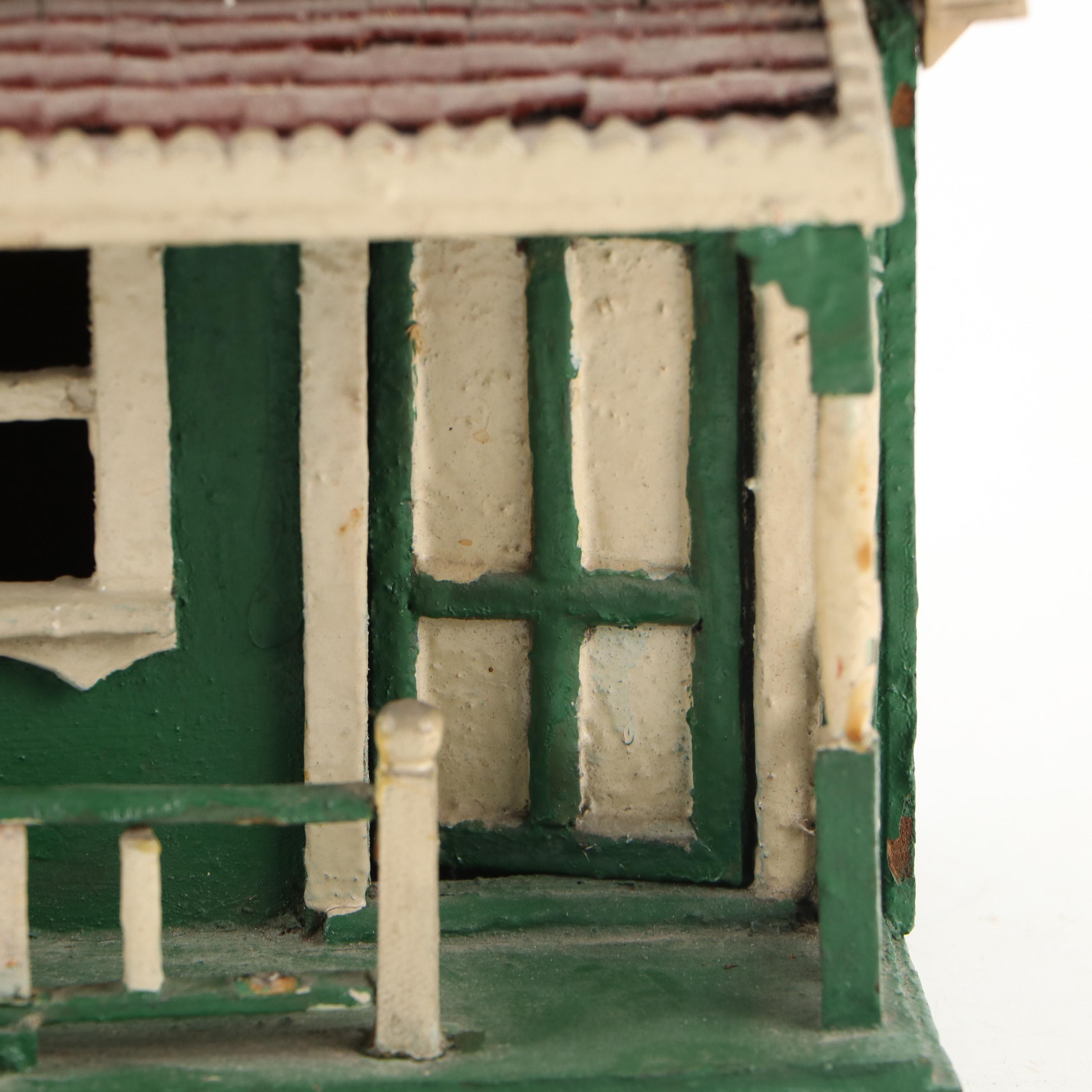 Handmade Folk Art Style Paint-Decorated Wood Miniature House