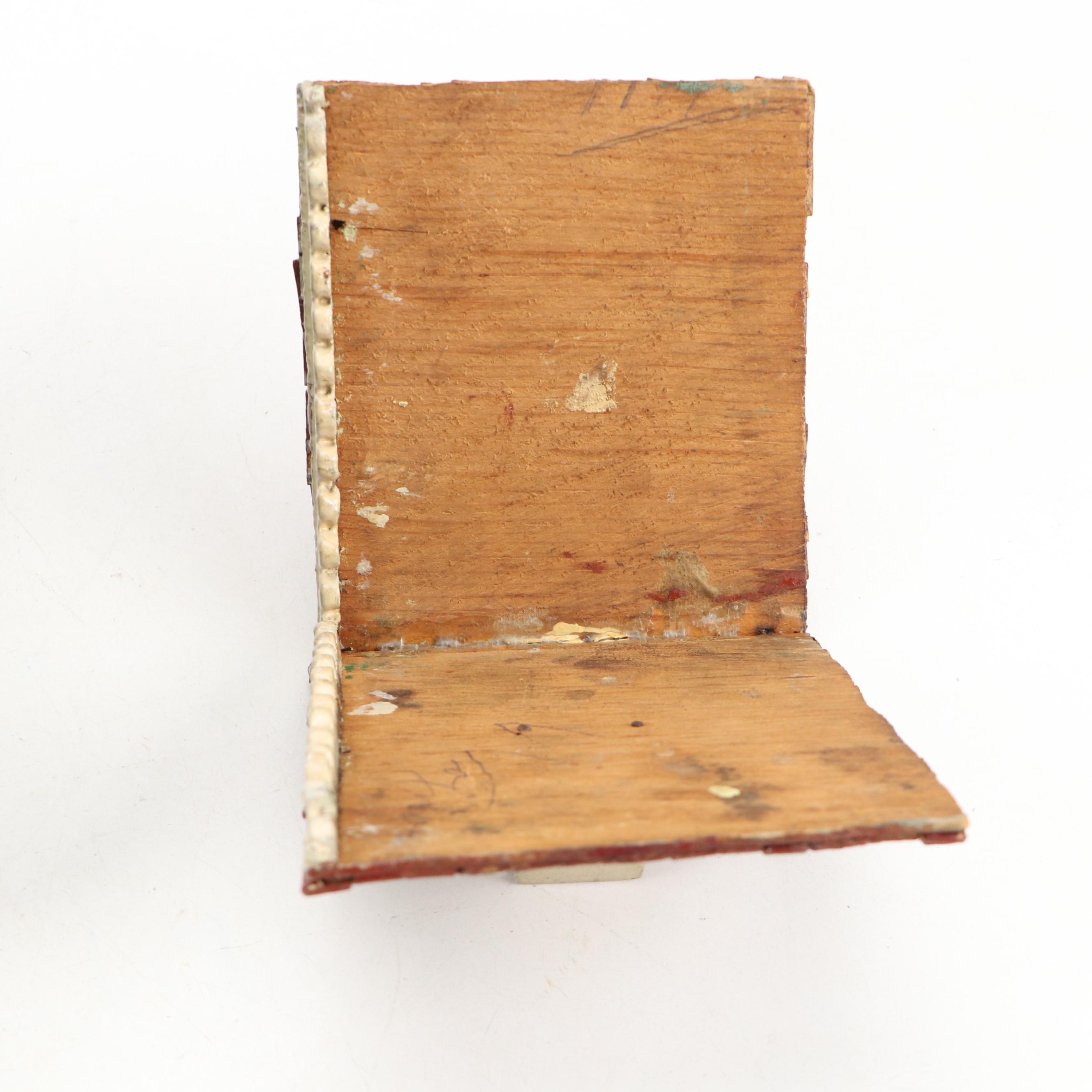 Handmade Folk Art Style Paint-Decorated Wood Miniature House